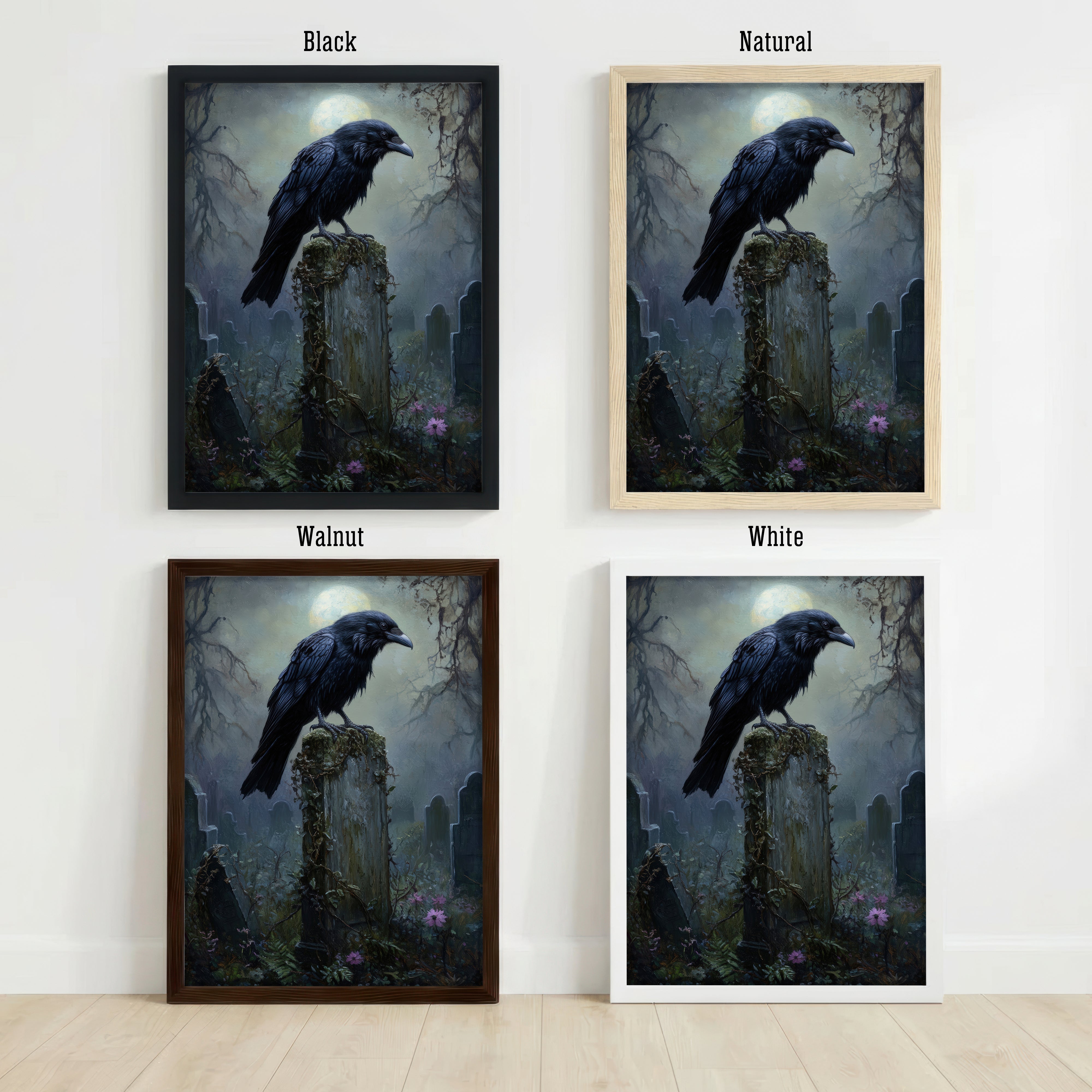 Gothic Raven Cemetery Art Print