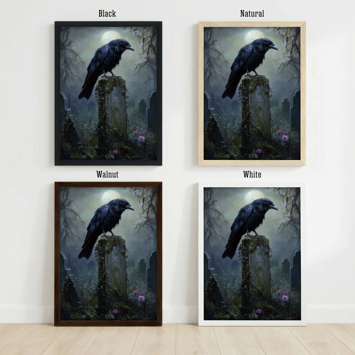 Gothic Raven Cemetery Art Print