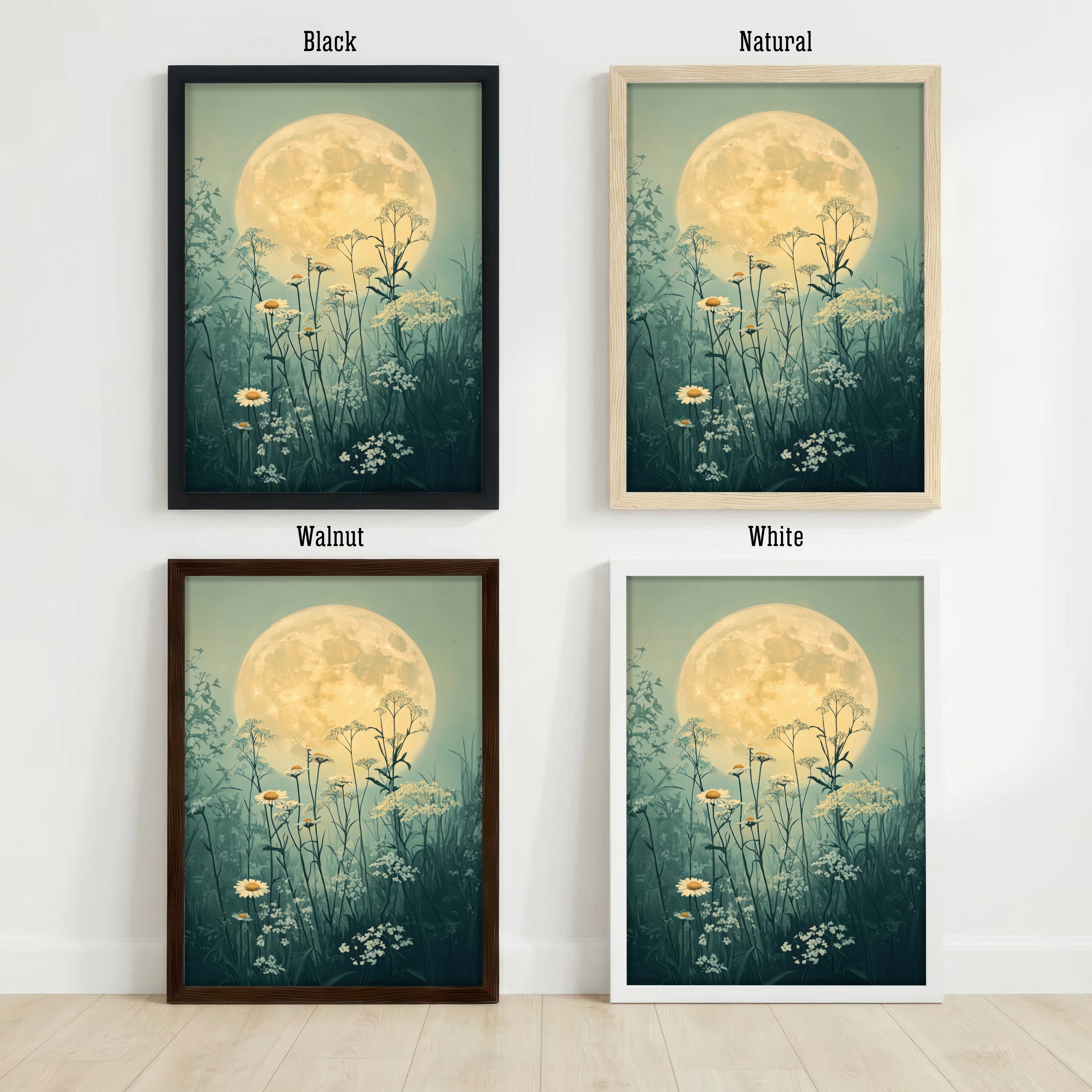 Moonlit Meadow Wildflower Art Print