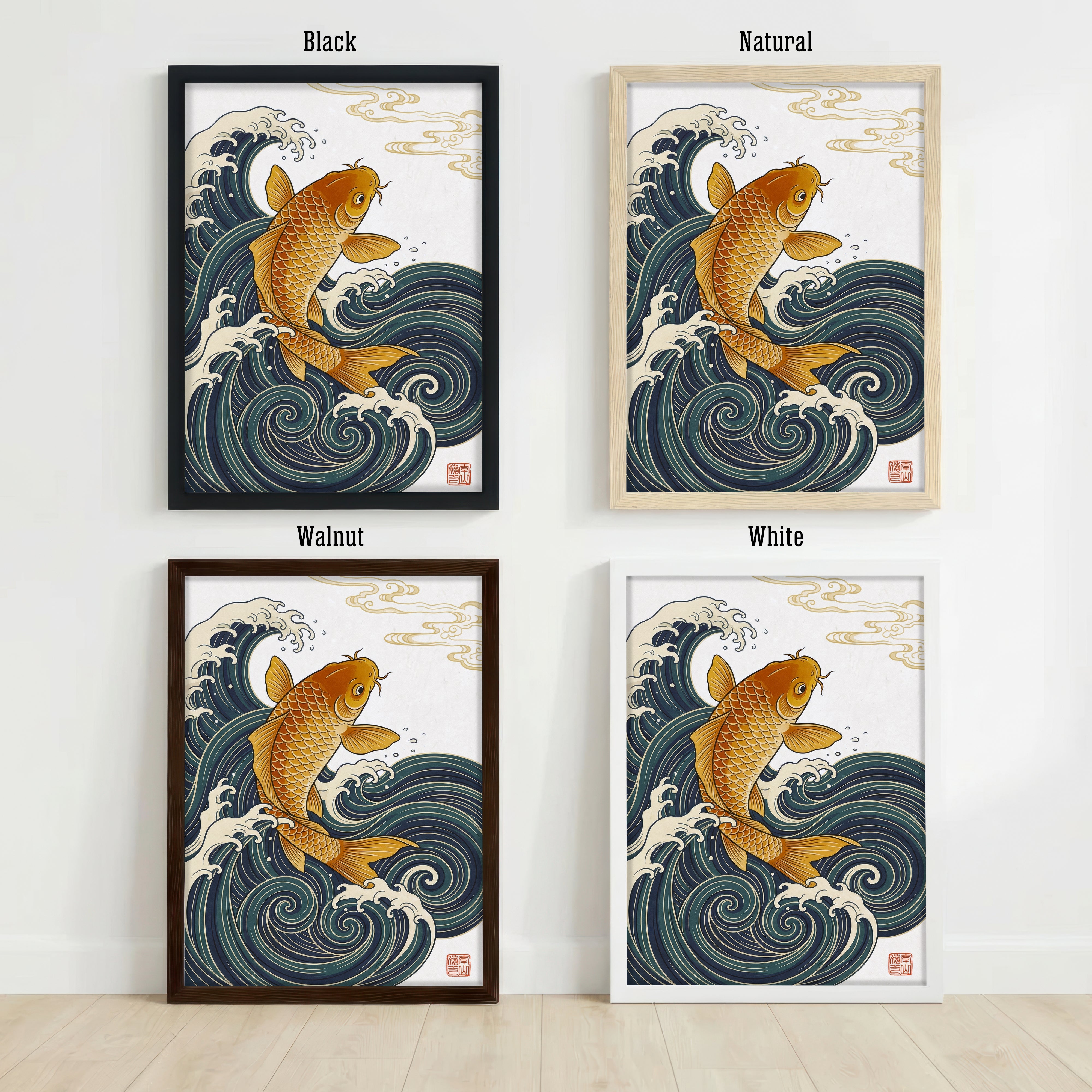 Japanese Koi Fish Wave Art Print