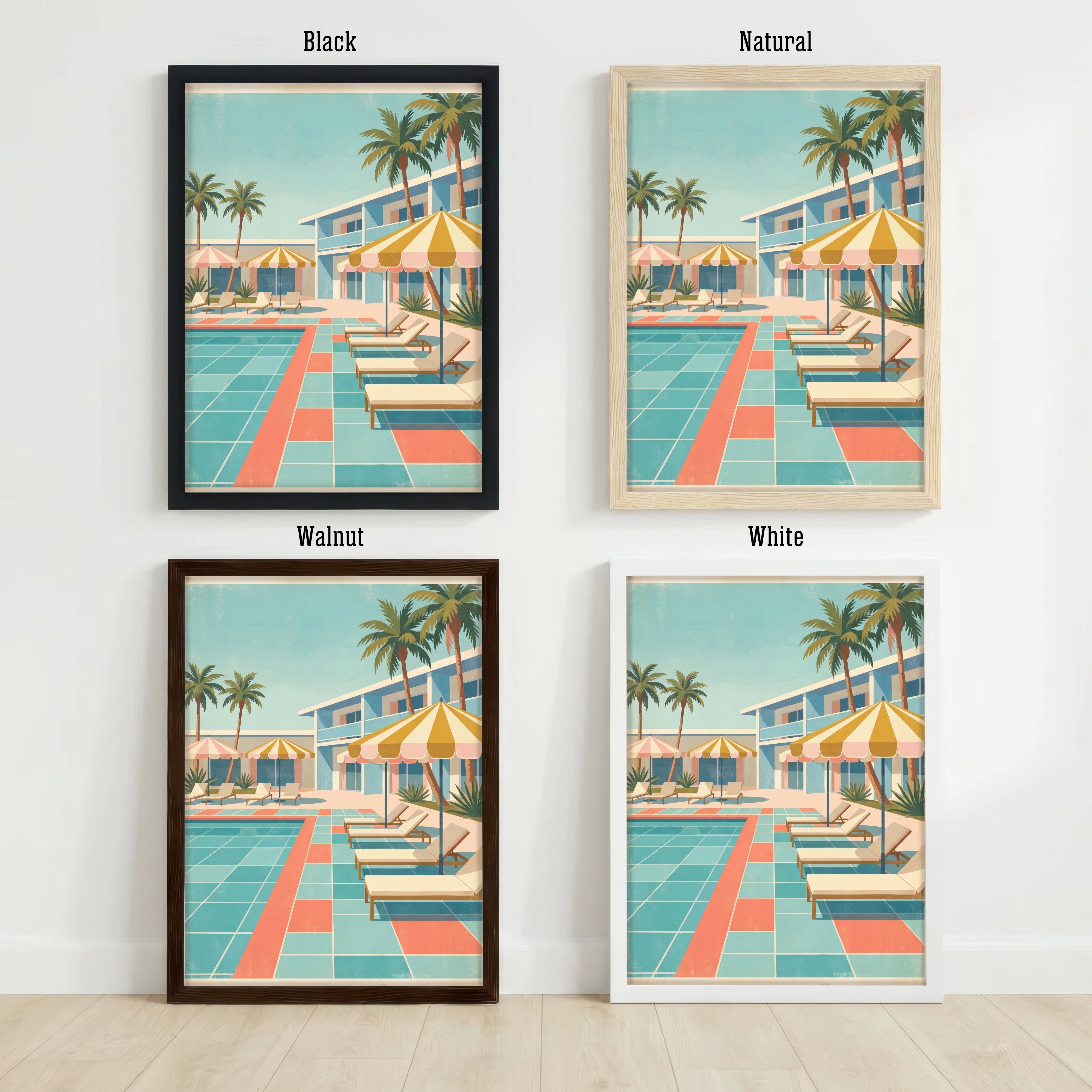 Retro Palm Poolside Art Print