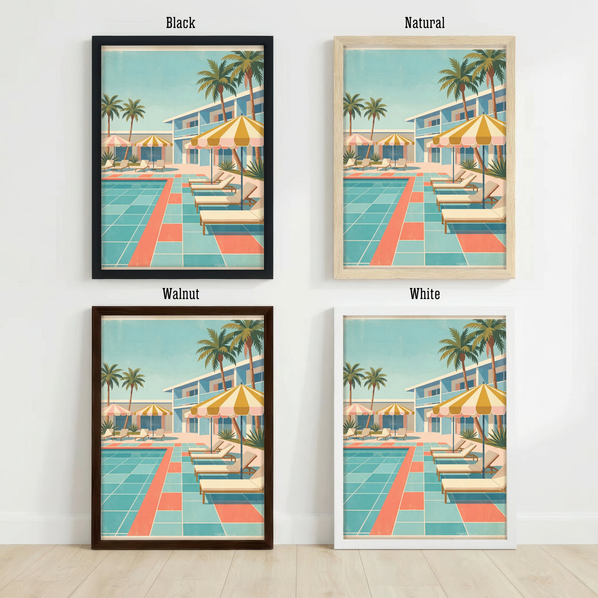 Retro Palm Poolside Art Print