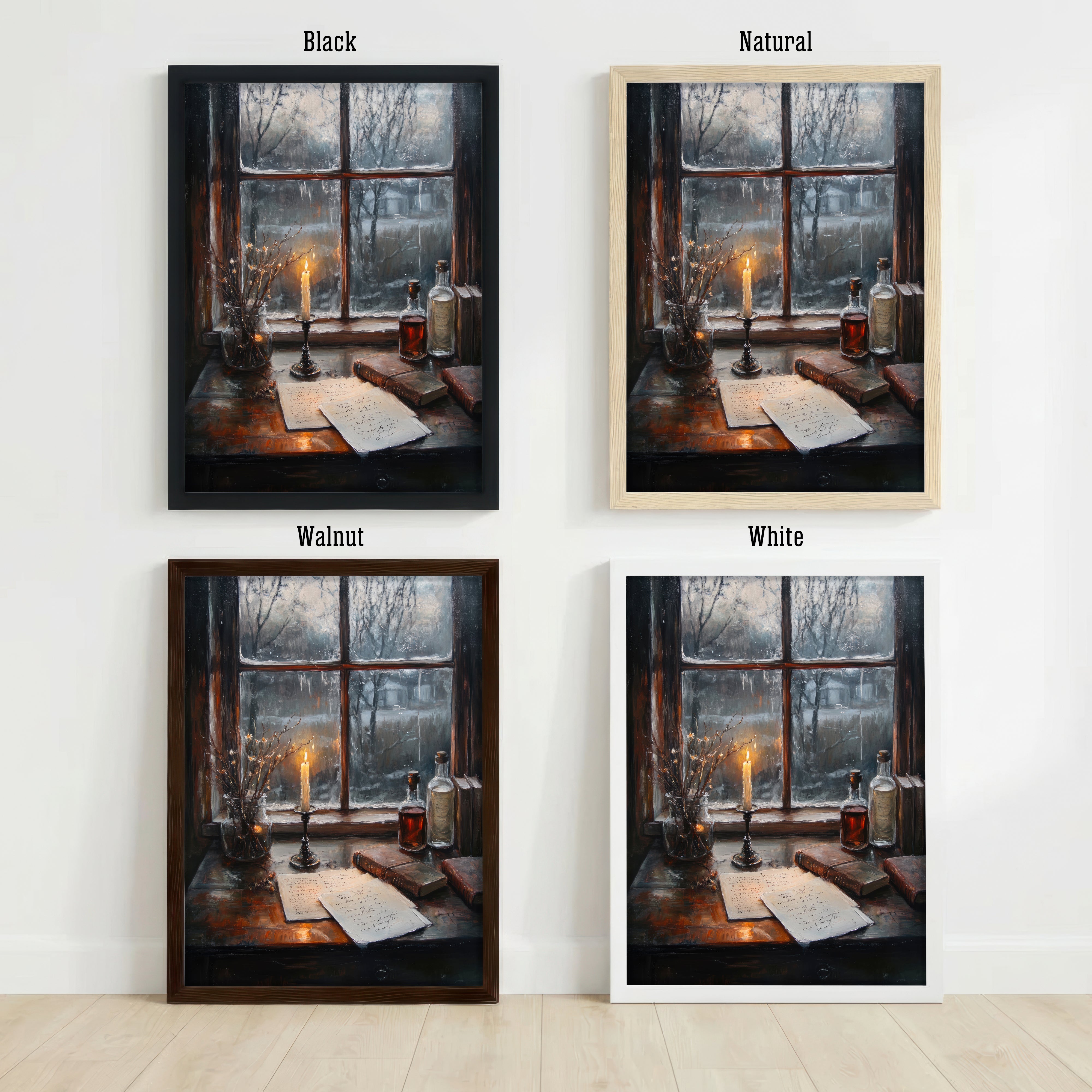 Dark Academia Candlelit Desk Art Print