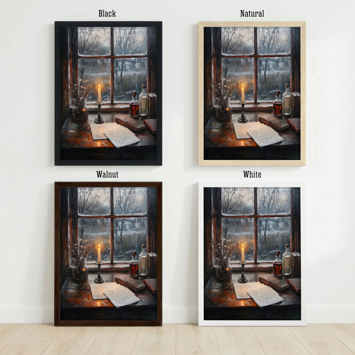 Dark Academia Candlelit Desk Art Print