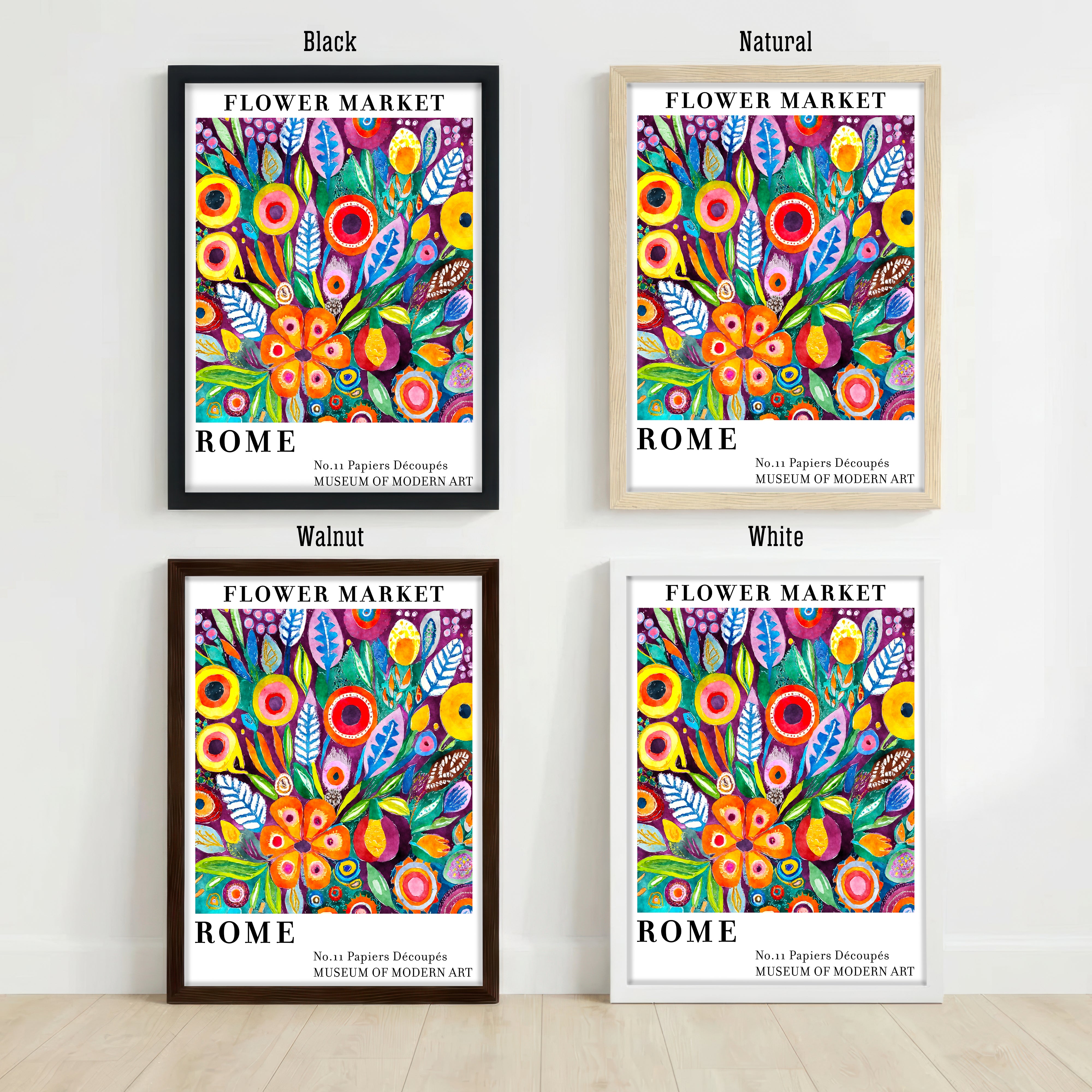 Colorful Flower Market Collage Art Print
