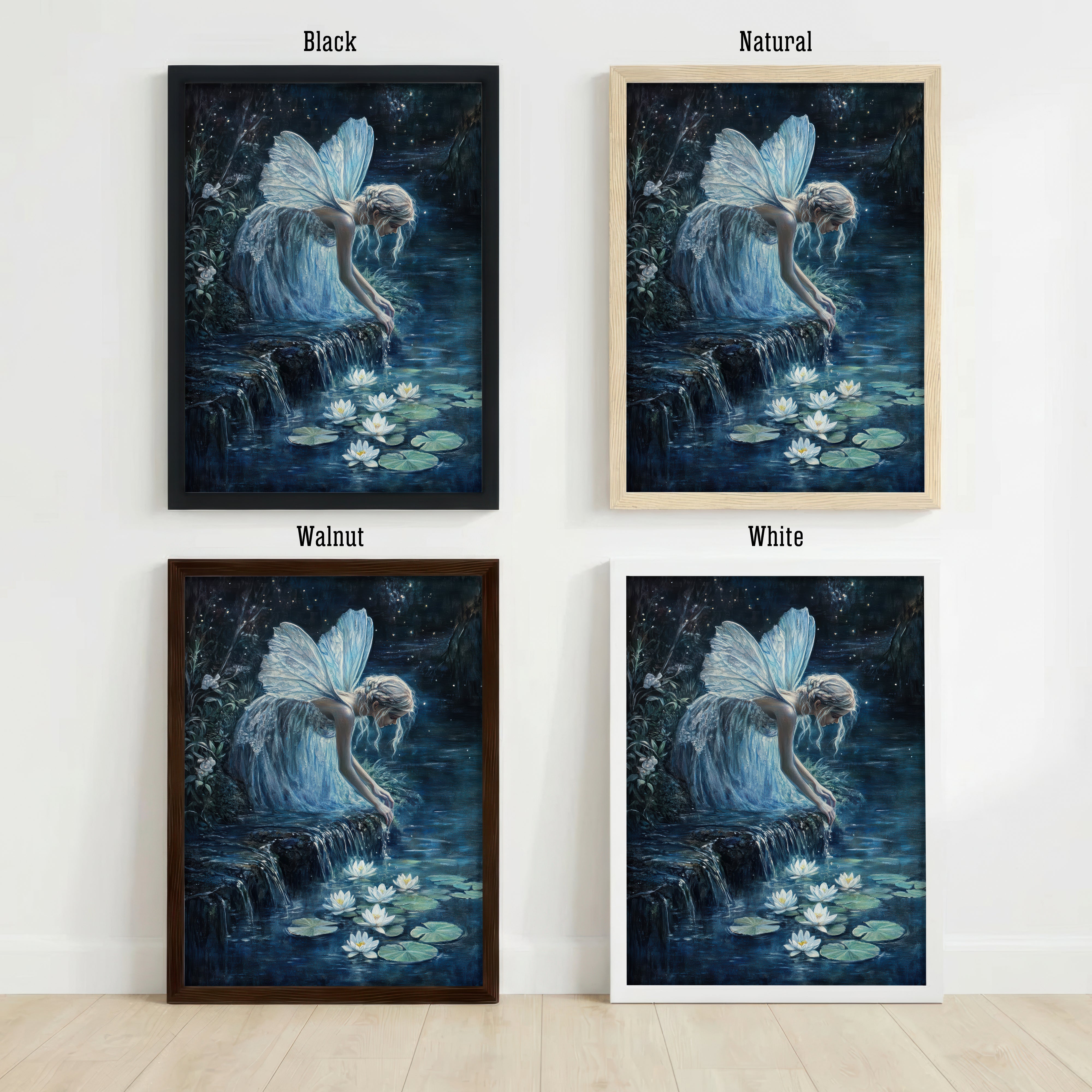 Moonlit Fairy Waterfall Art Print