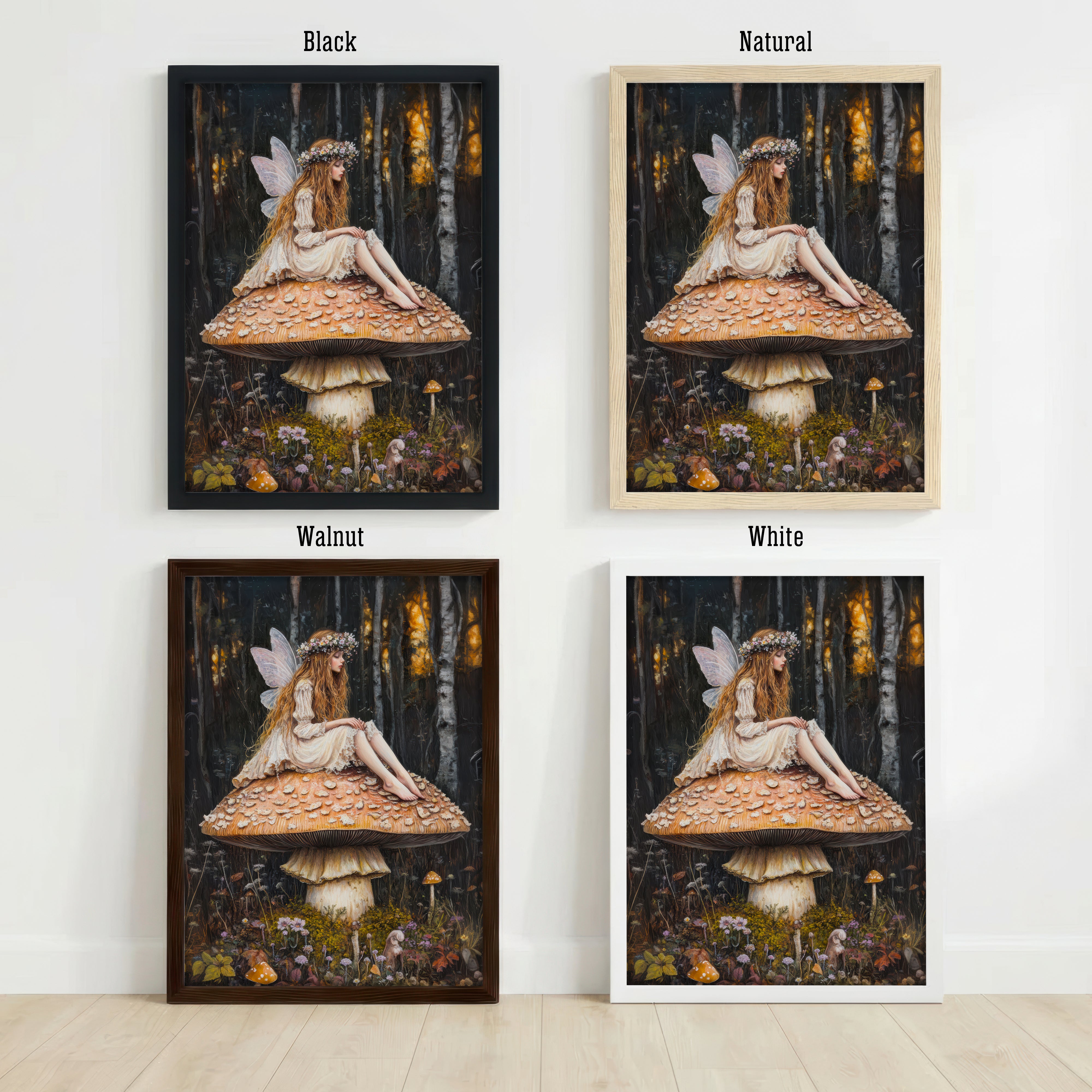 Fairy on Mushroom Forest Art Print