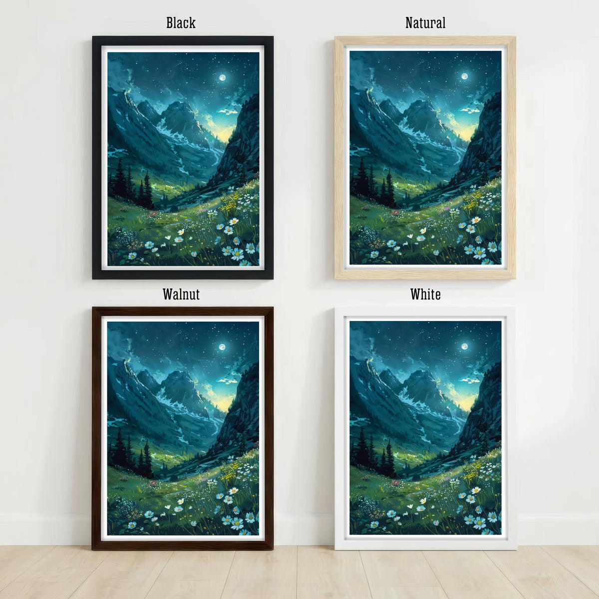 Moonlit Mountain Meadow Art Print