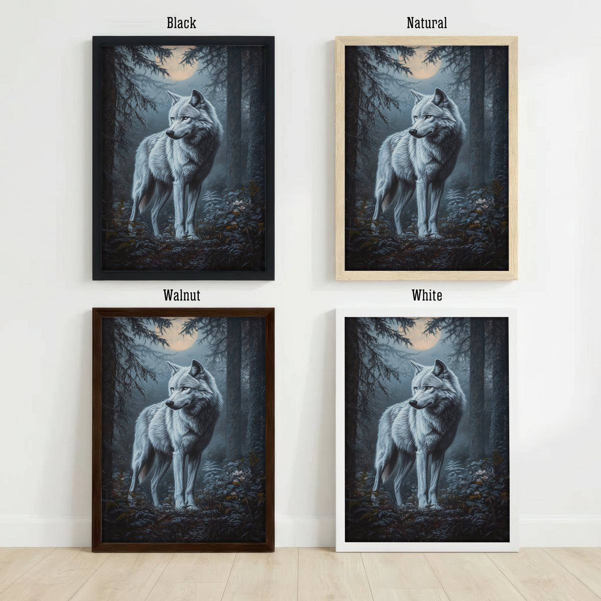 Moonlit Wolf Forest Art Print