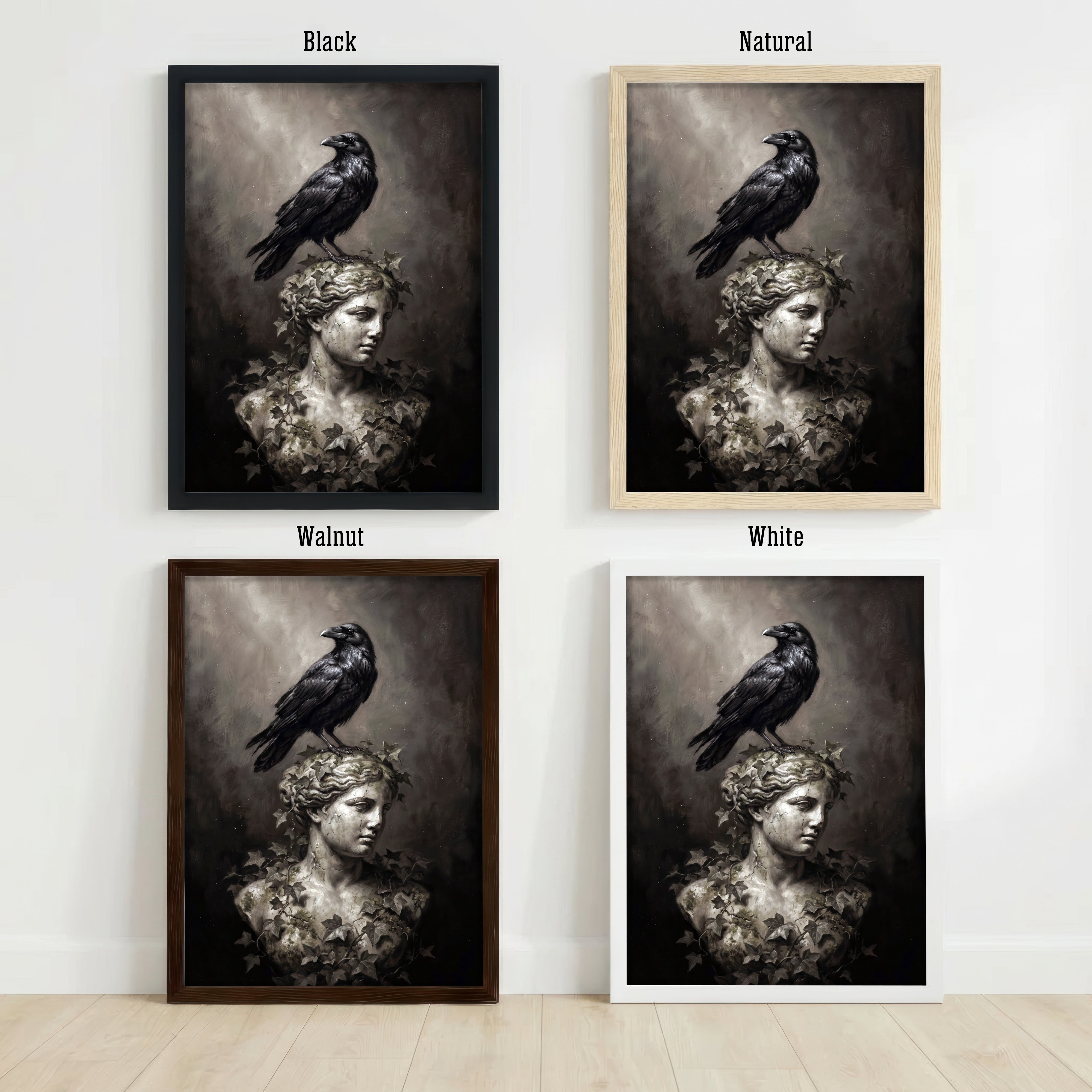 Raven and Classical Bust Art Print