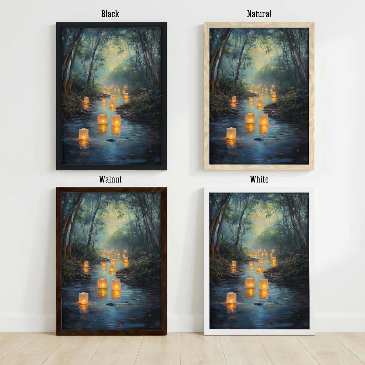 Floating Lantern Forest Art Print