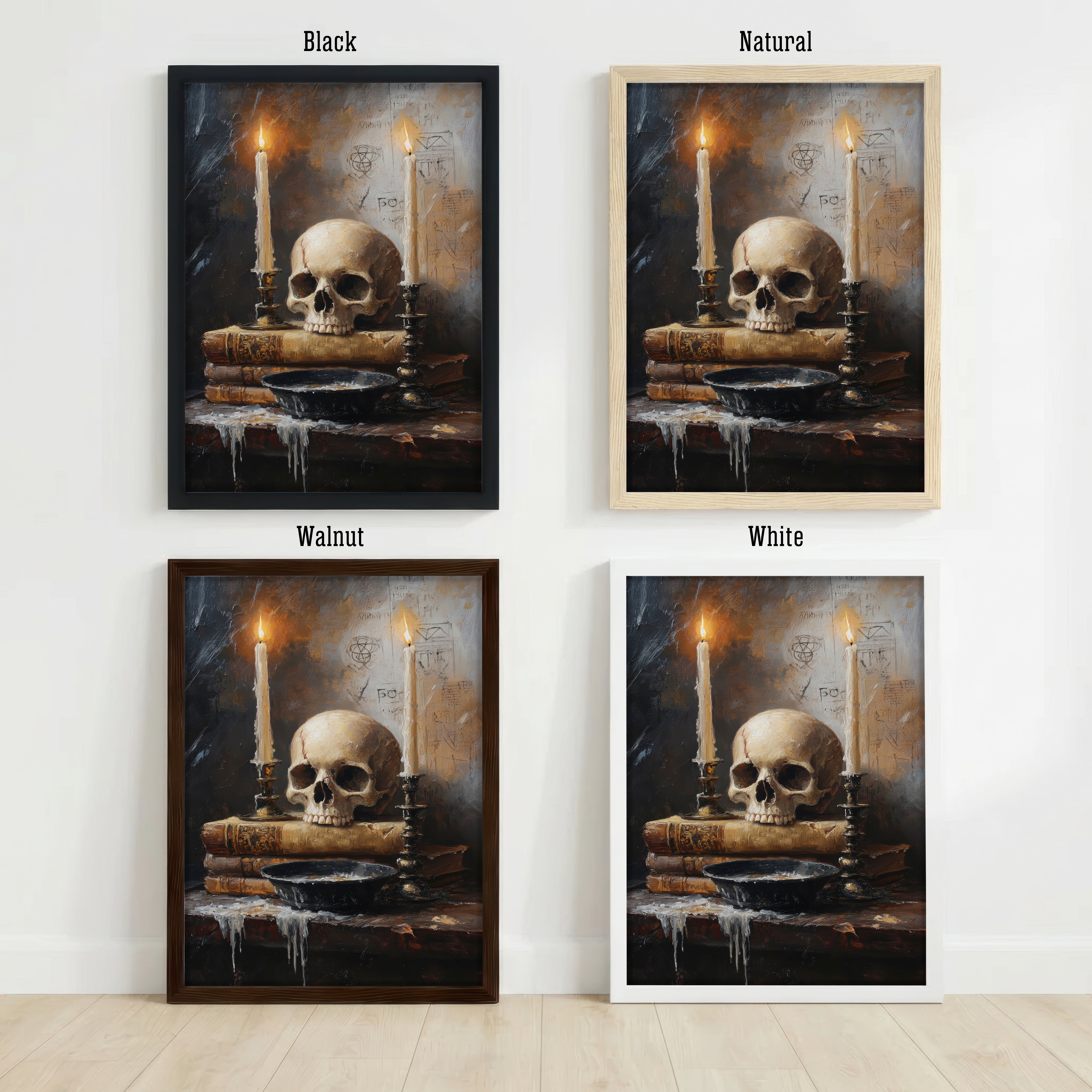 Gothic Skull Candle Still Life Art Print