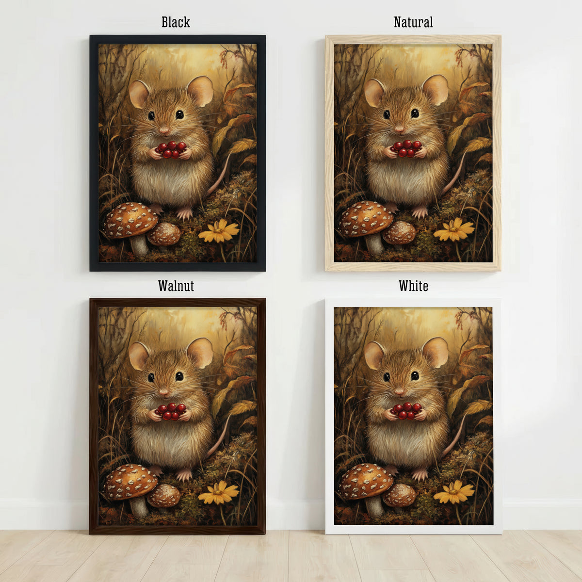 Woodland Mouse Berry Art Print