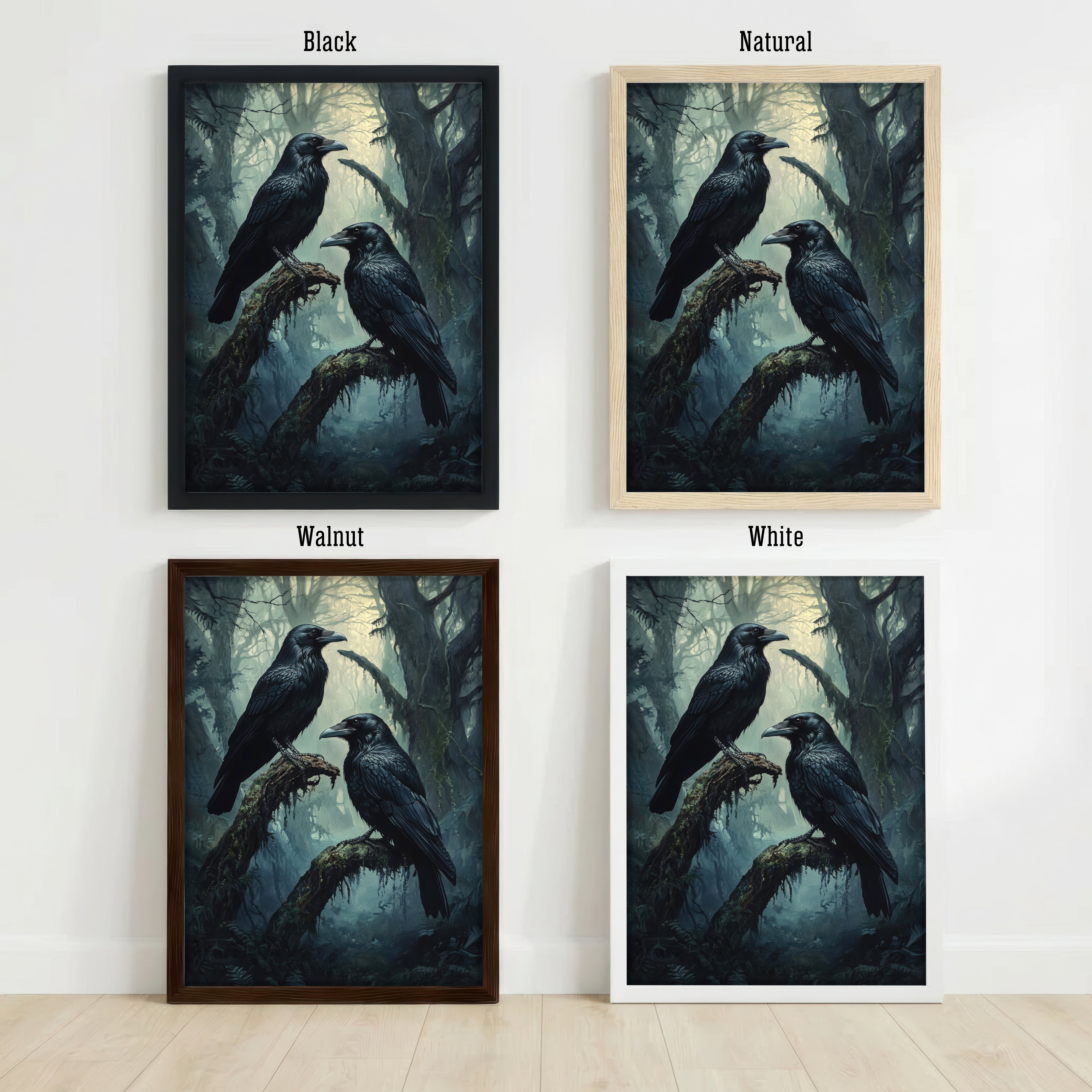 Raven Pair Forest Art Print