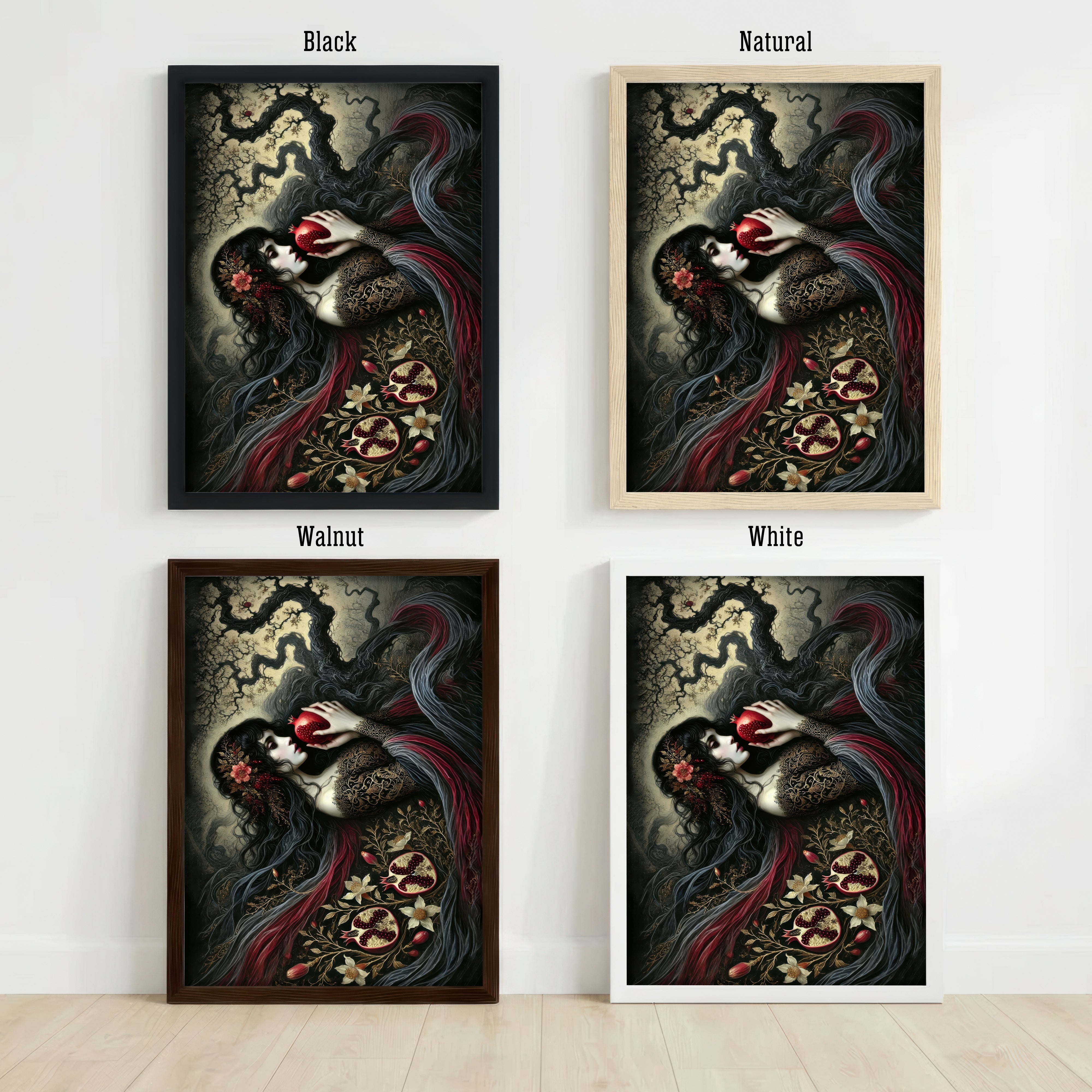 Gothic Woman with Pomegranate Art Print