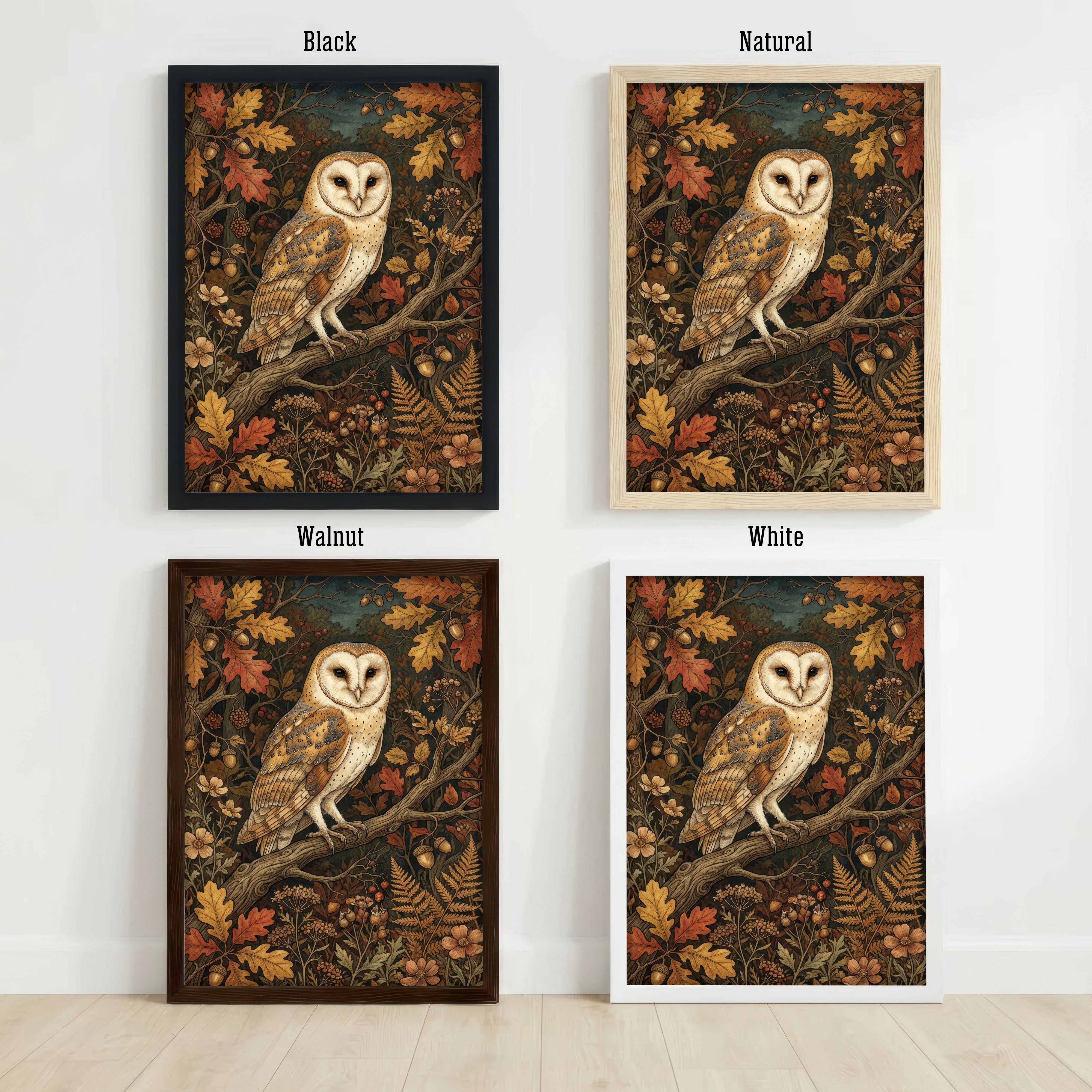 Barn Owl Autumn Woodland Art Print