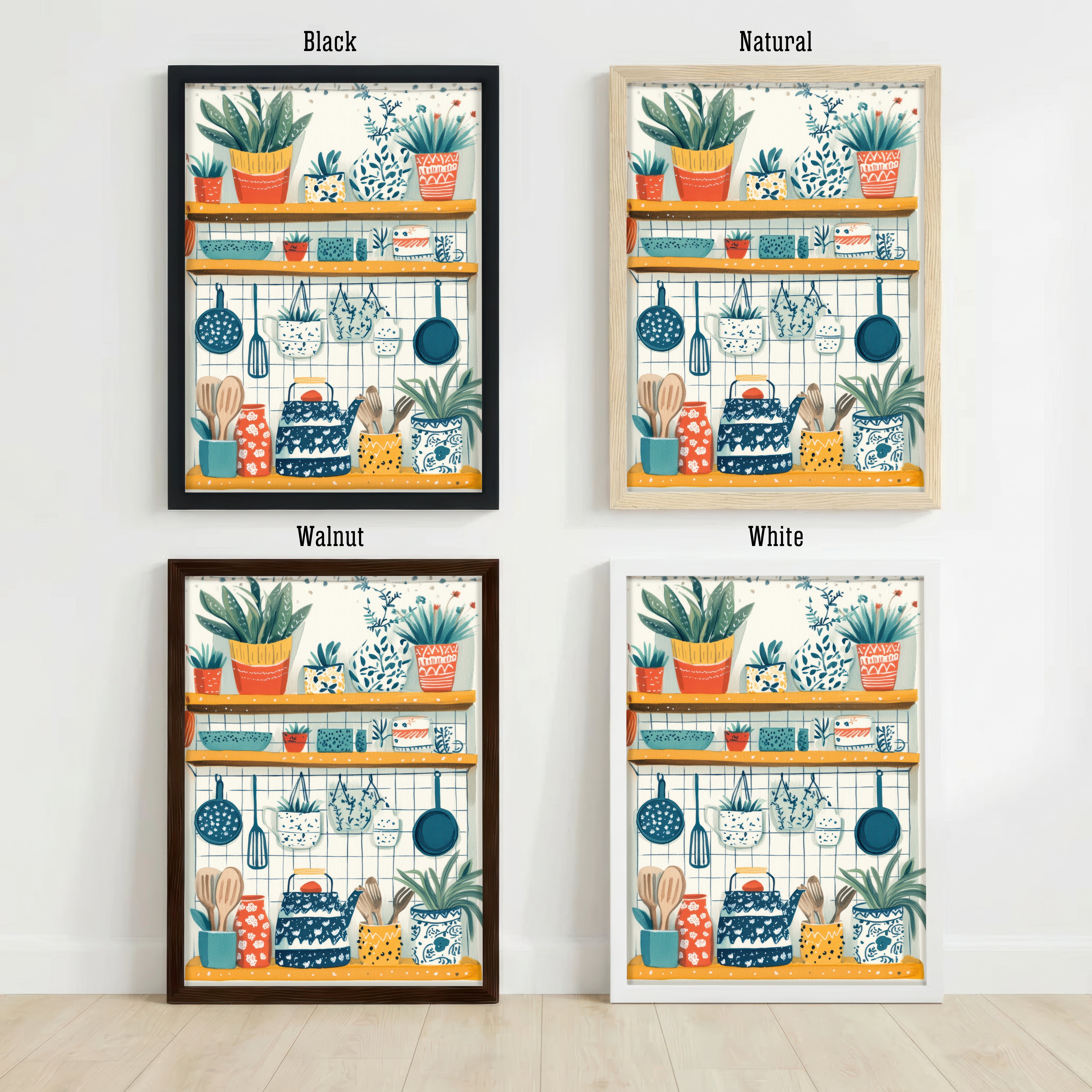 Whimsical Kitchen Shelves Art Print