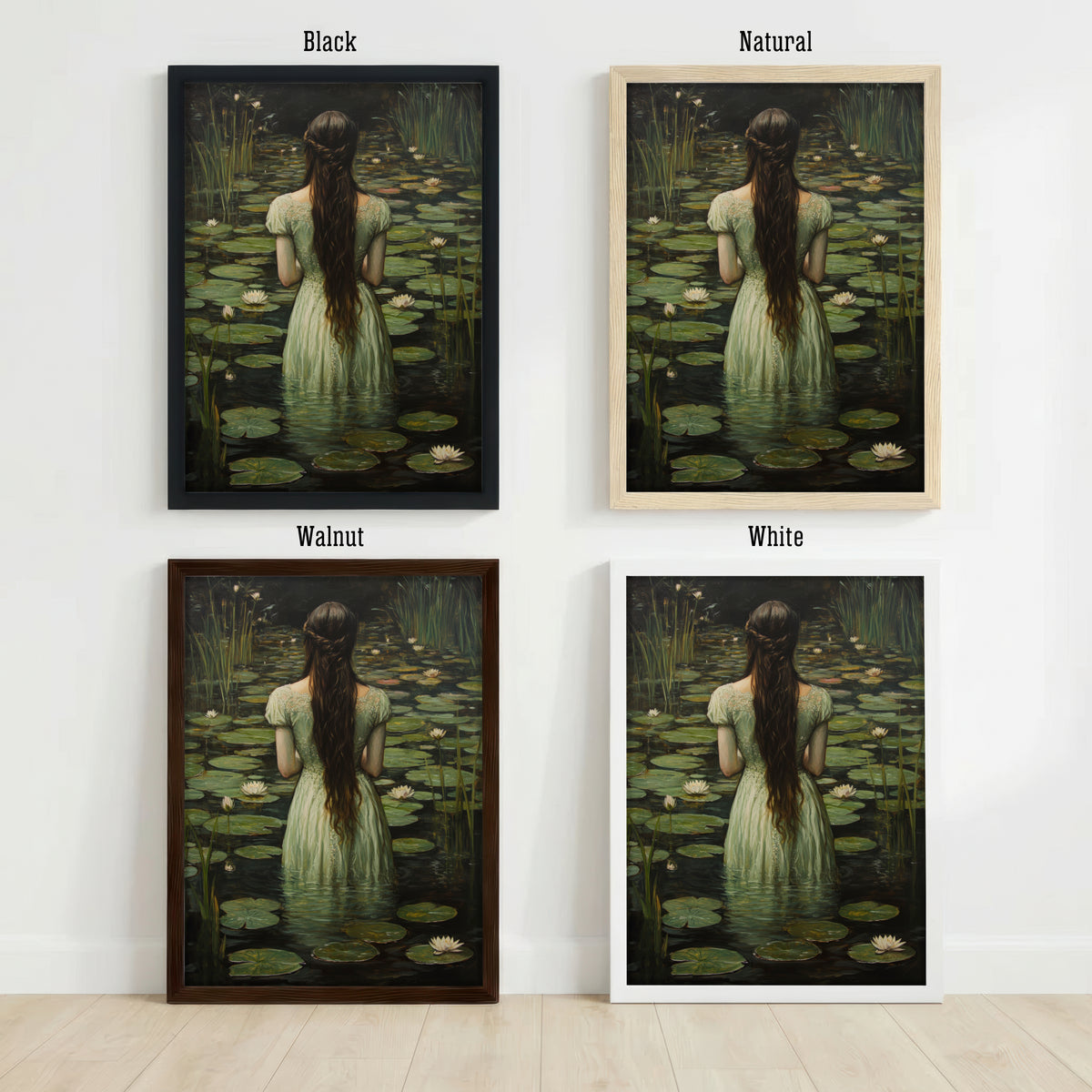 Woman in Water Lily Pond Art Print