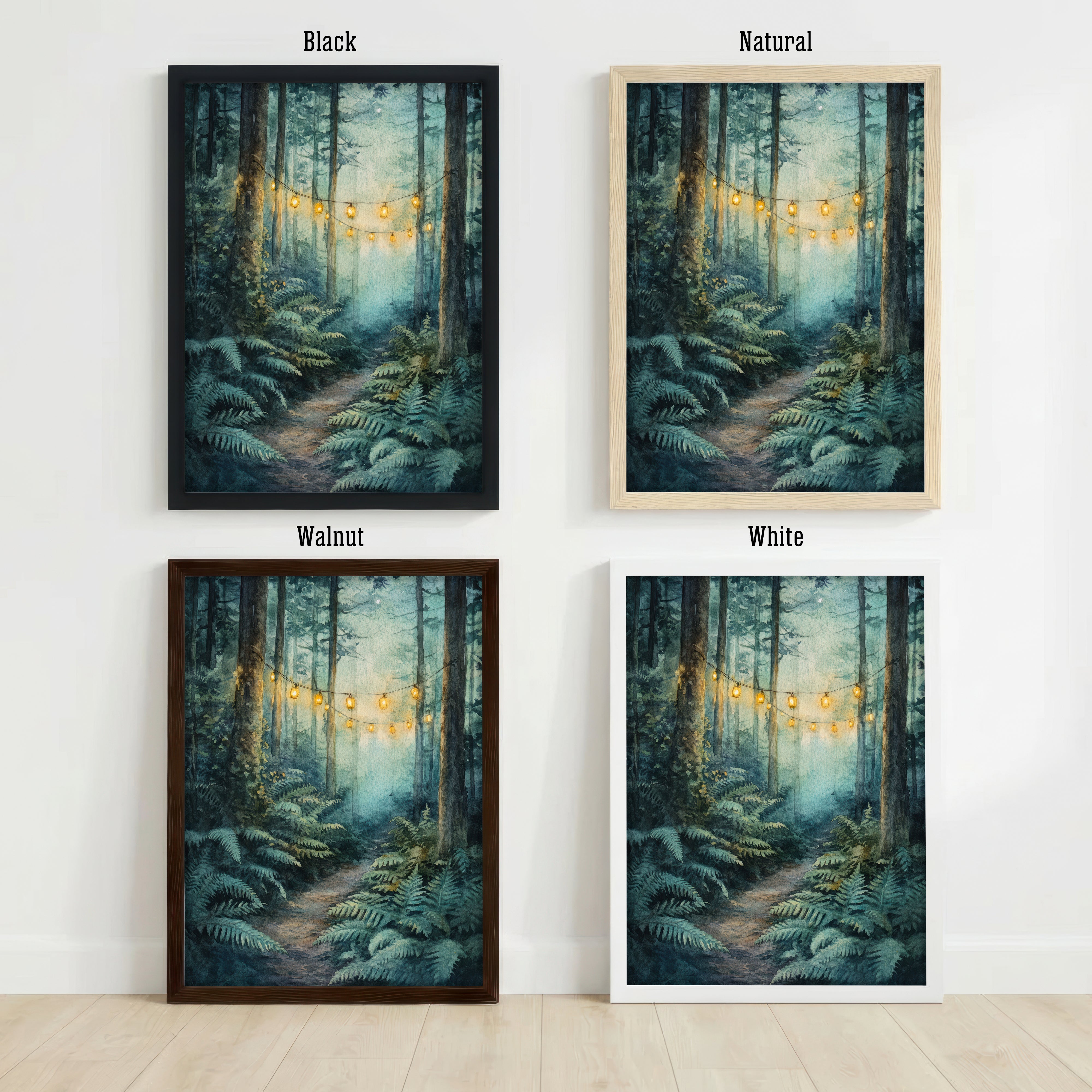 Enchanted Forest String Lights Art Print