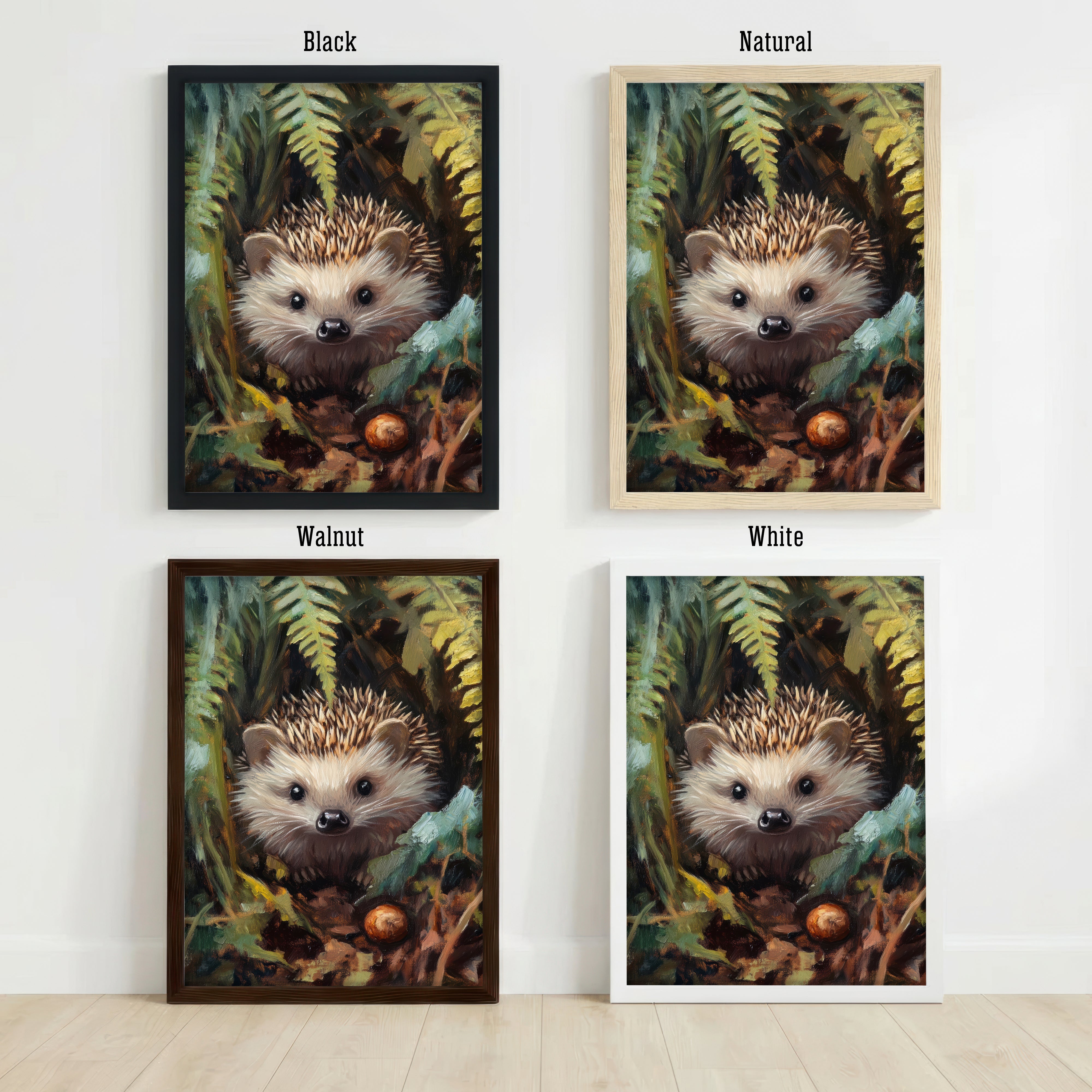 Hedgehog Woodland Portrait Art Print