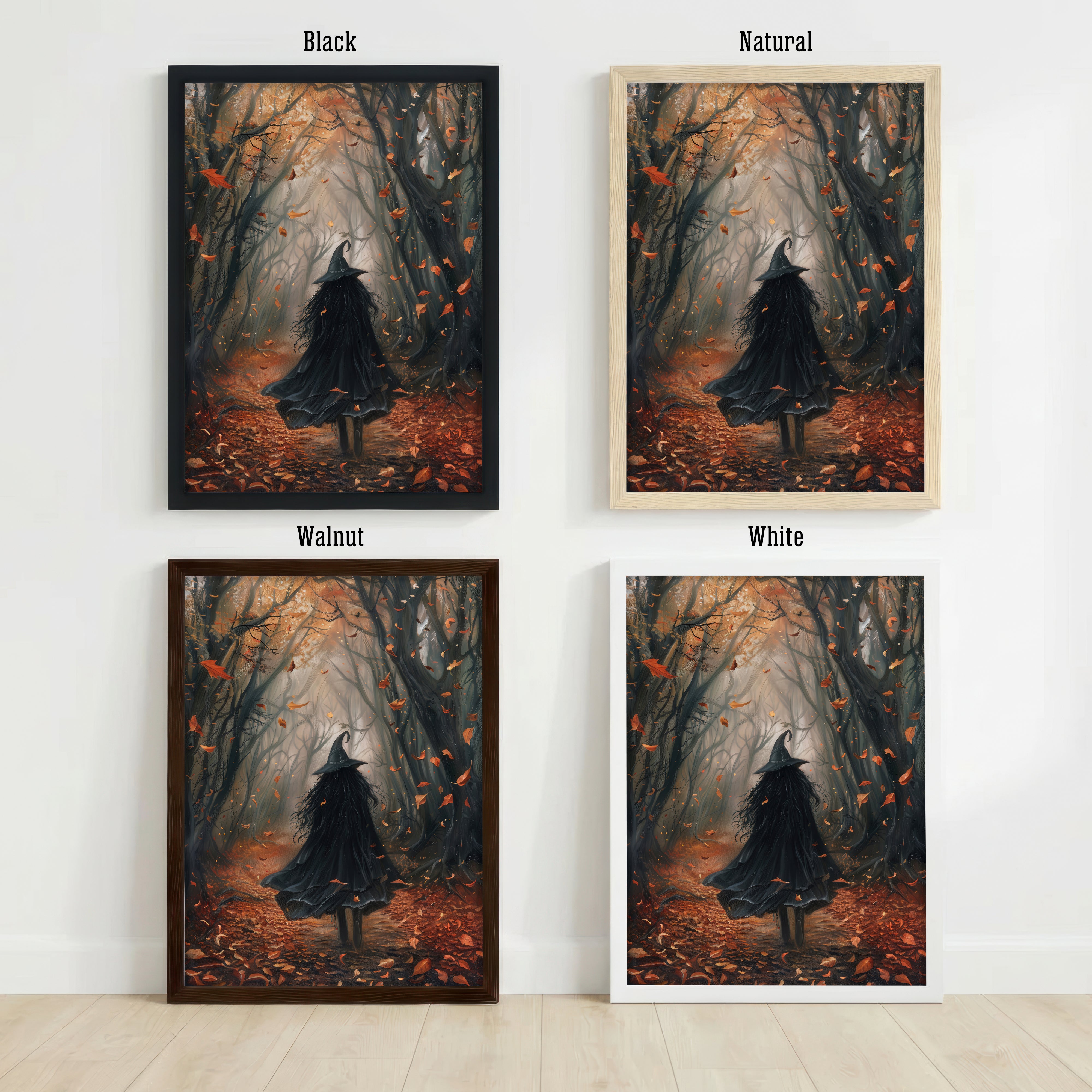 Witch in Autumn Forest Art Print