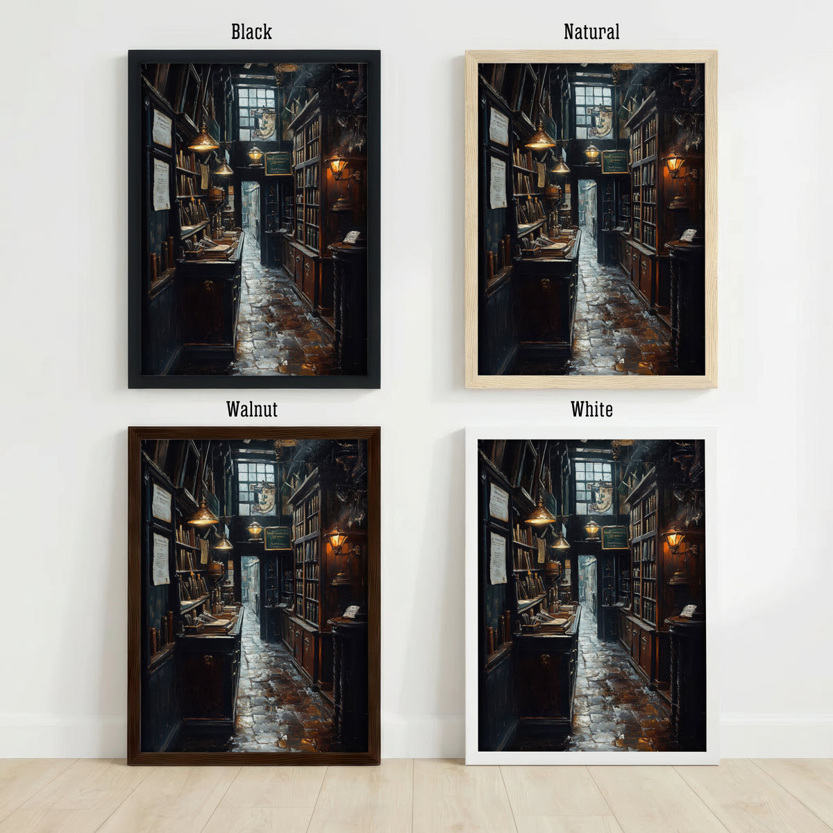 Moody Bookshop Interior Art Print