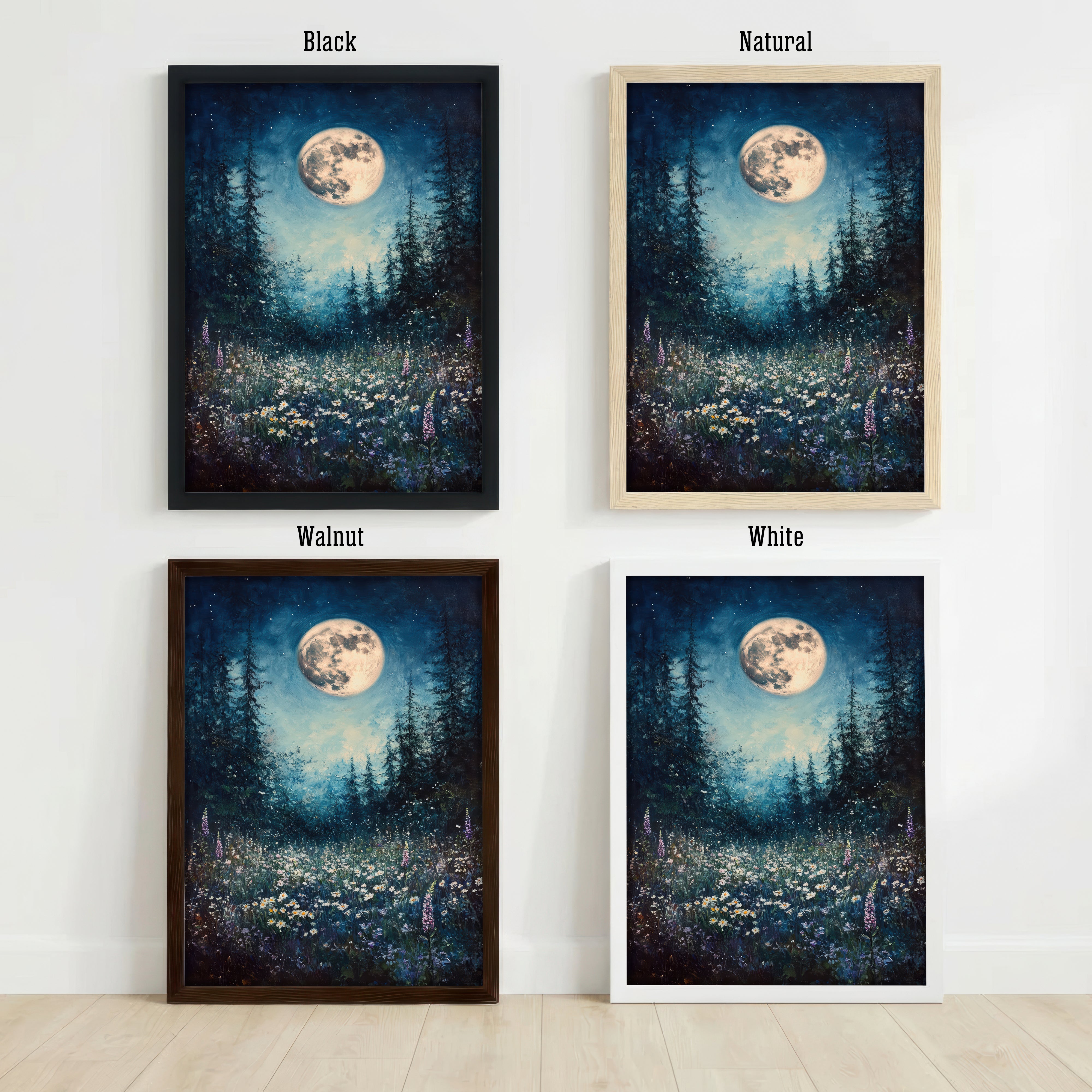 Moonlit Wildflower Meadow Art Print