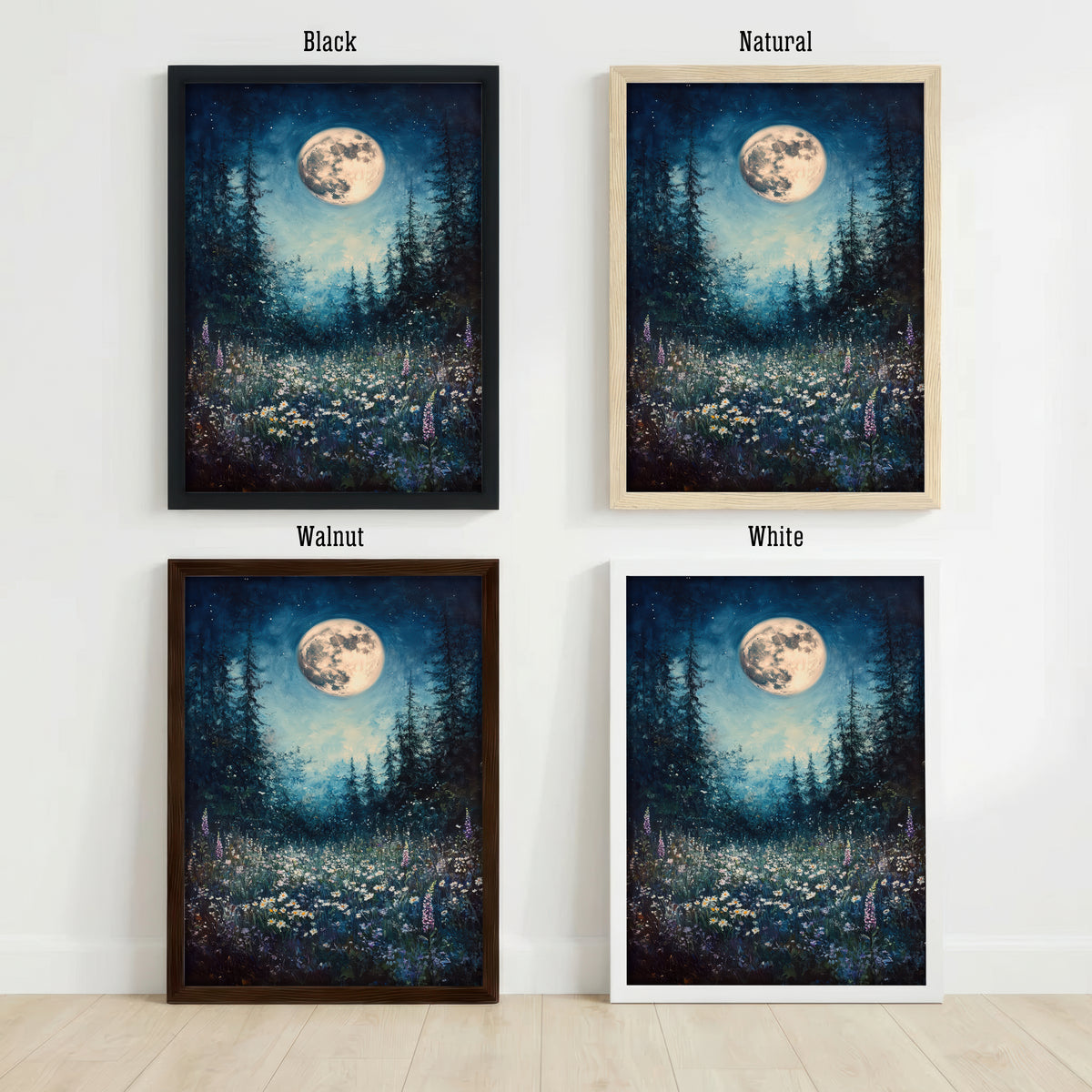 Moonlit Wildflower Meadow Art Print