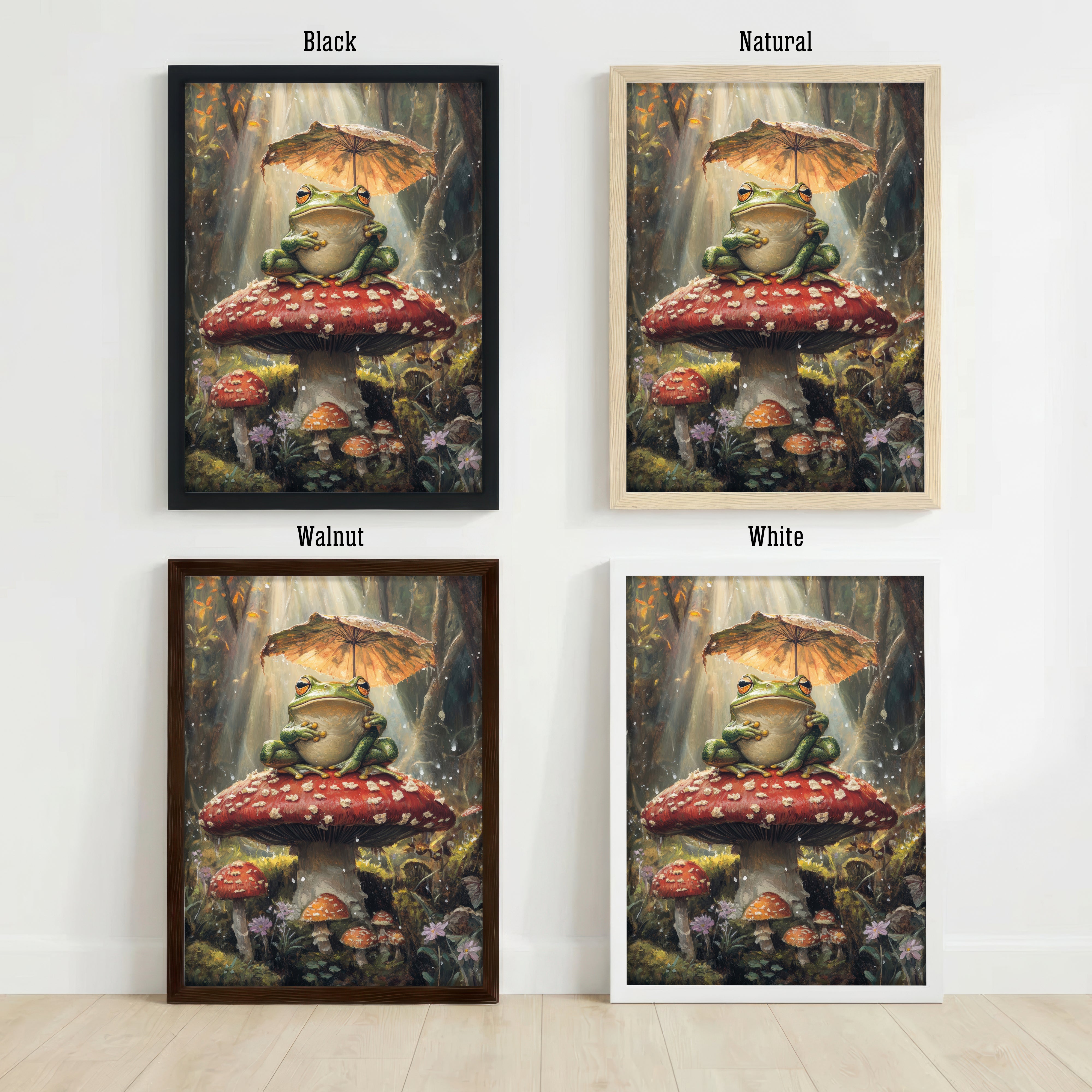 Frog on Mushroom Whimsical Art Print