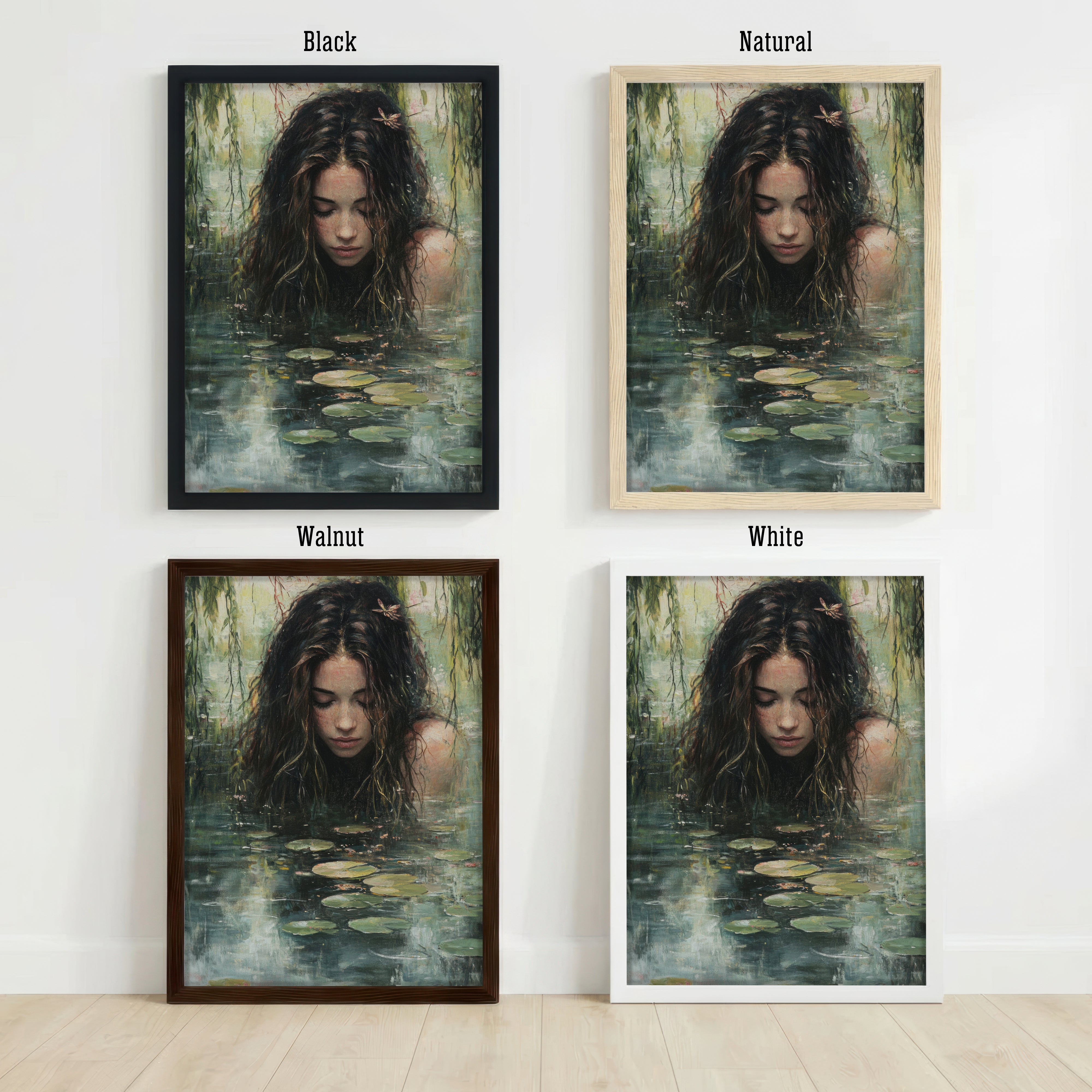 Woman in Lily Pond Art Print