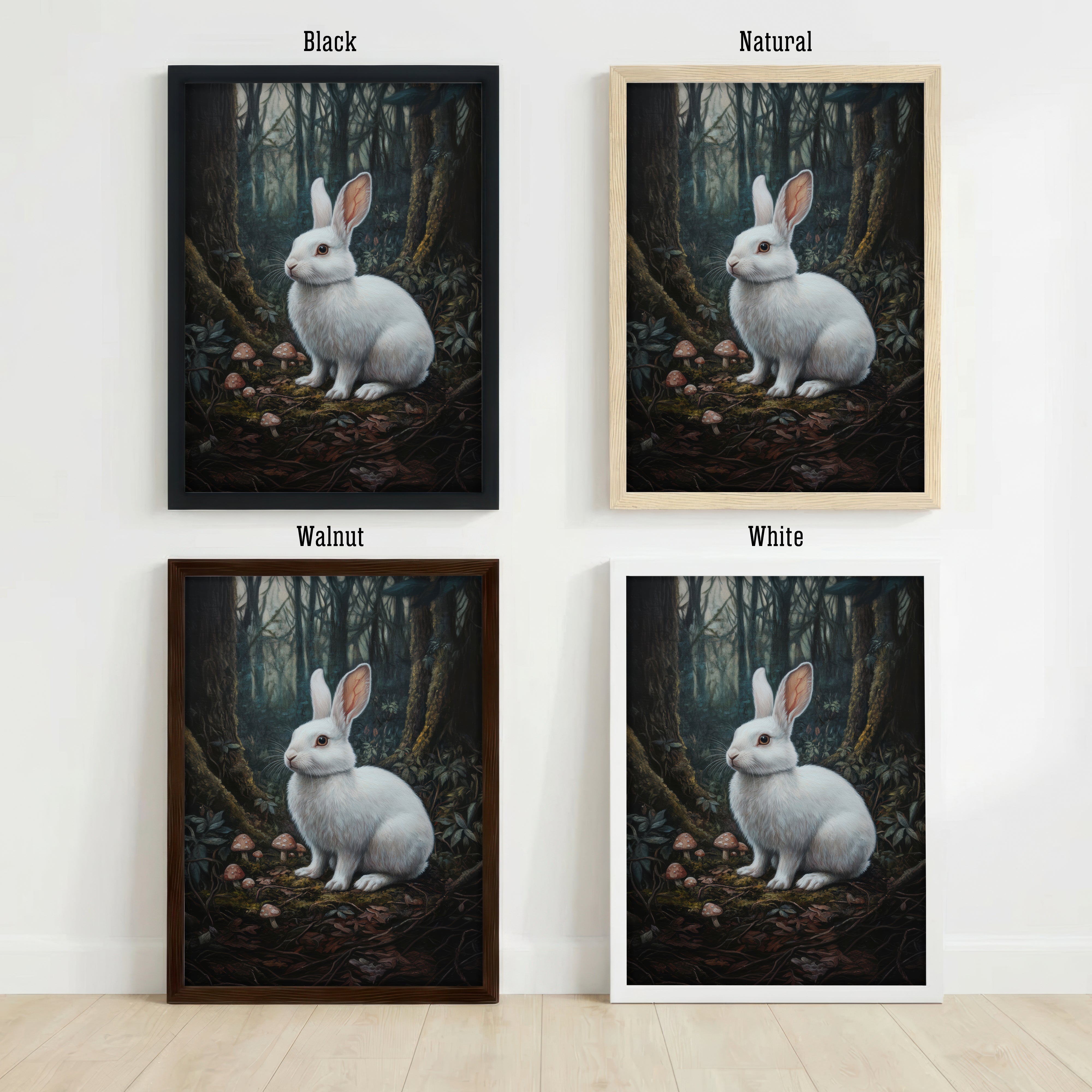 White Rabbit Woodland Art Print
