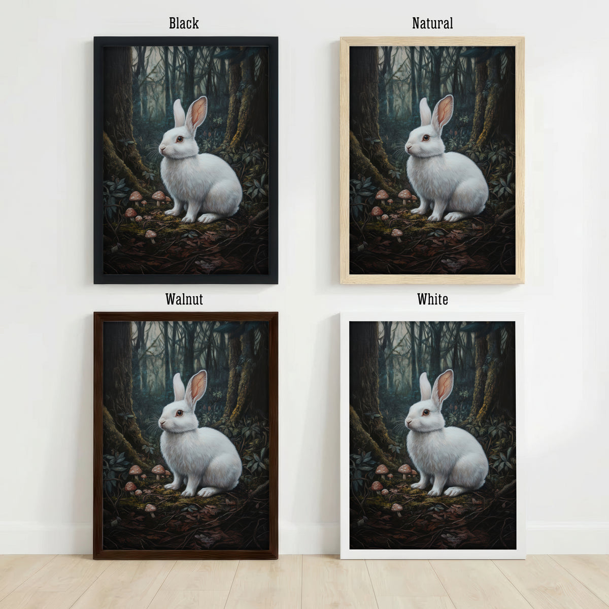 White Rabbit Woodland Art Print