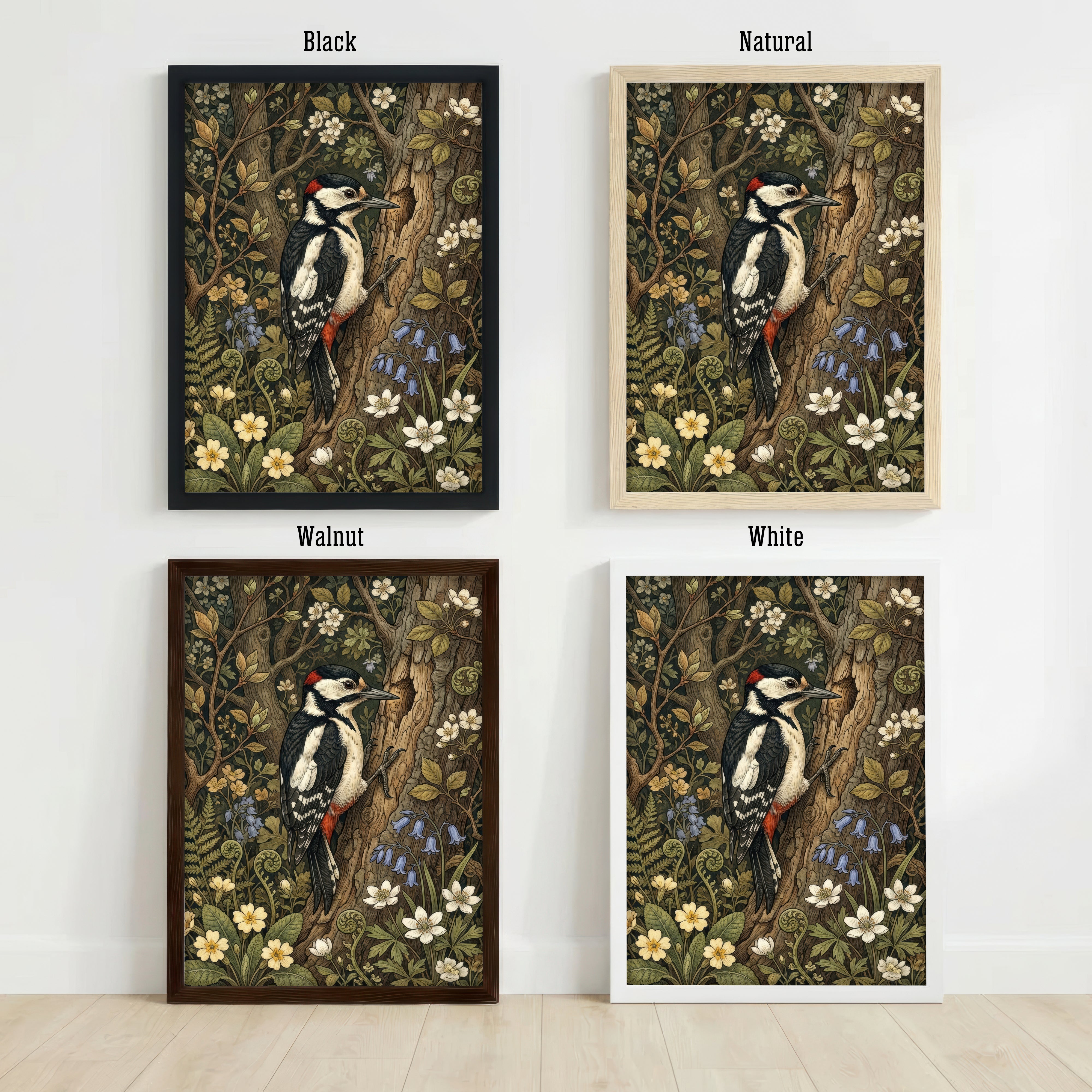Woodpecker Botanical Art Print