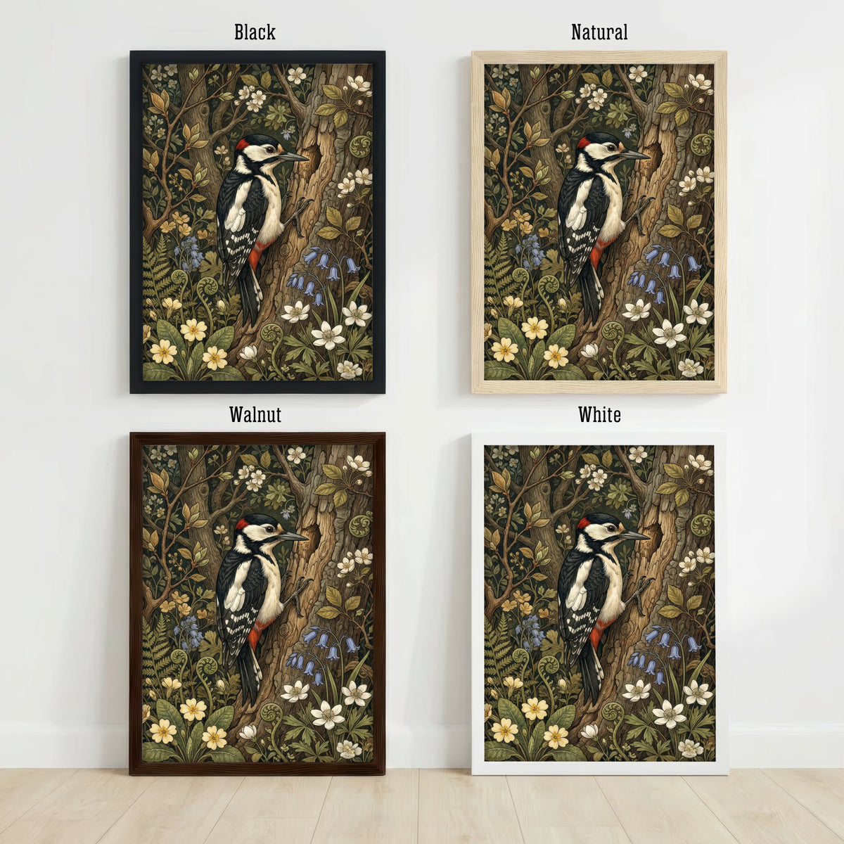 Woodpecker Botanical Art Print