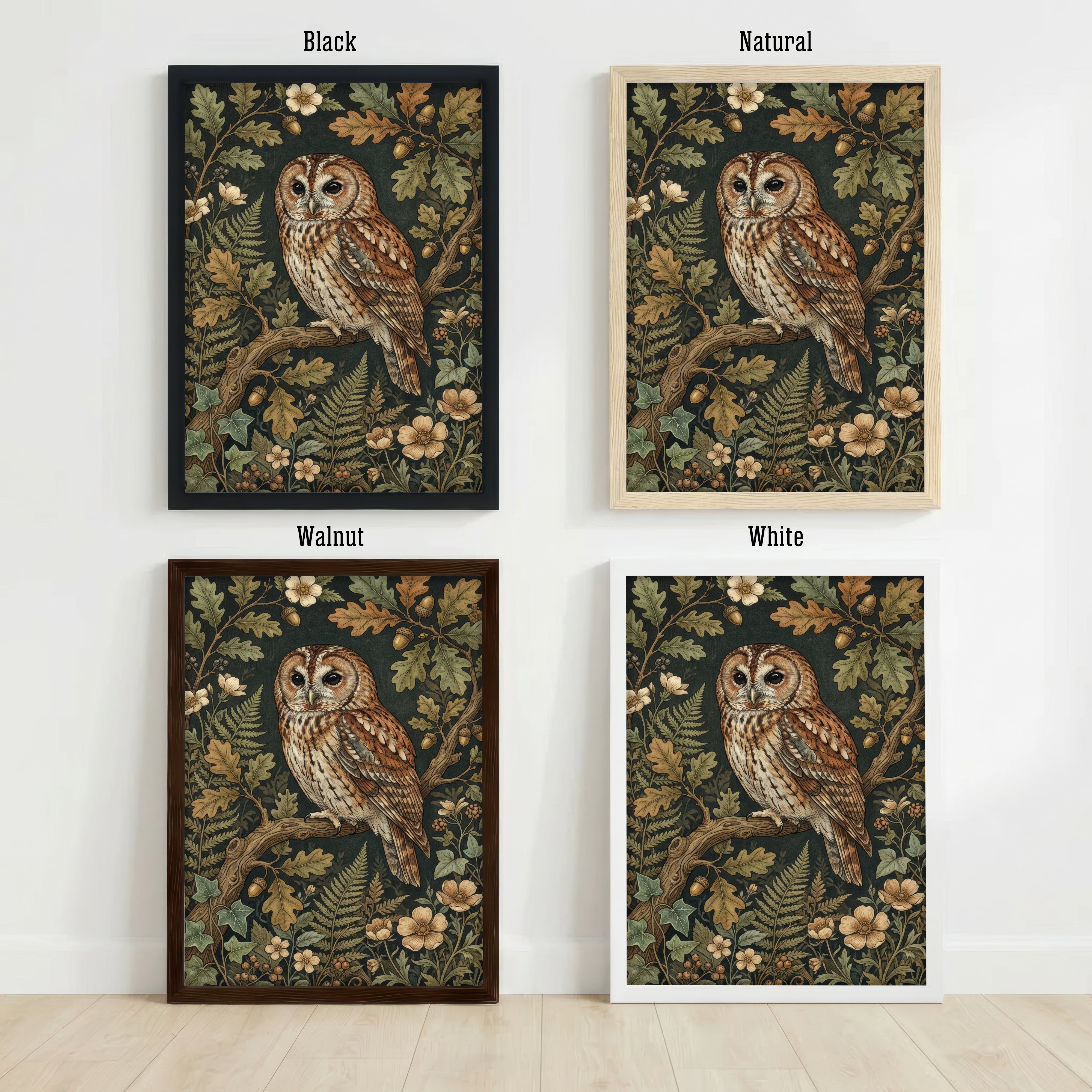Woodland Owl Botanical Art Print