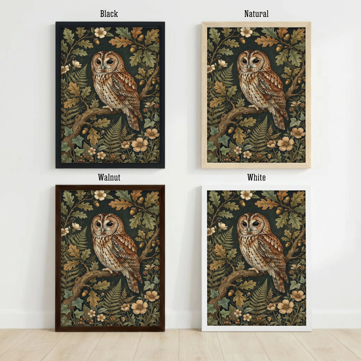 Woodland Owl Botanical Art Print