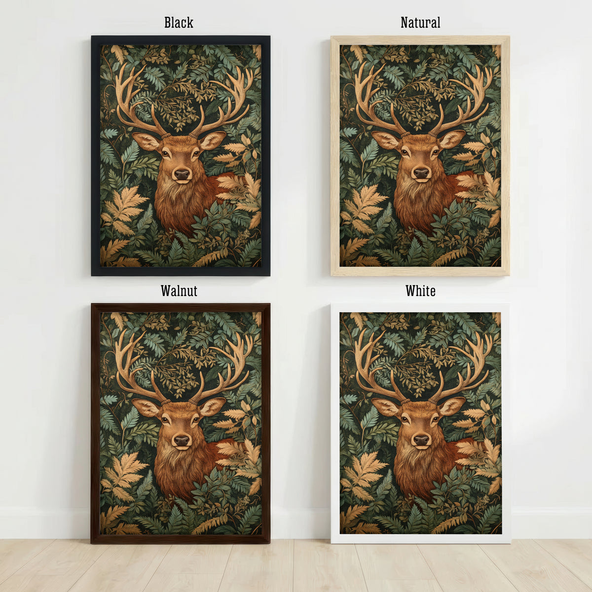 Stag Woodland Botanical Art Print