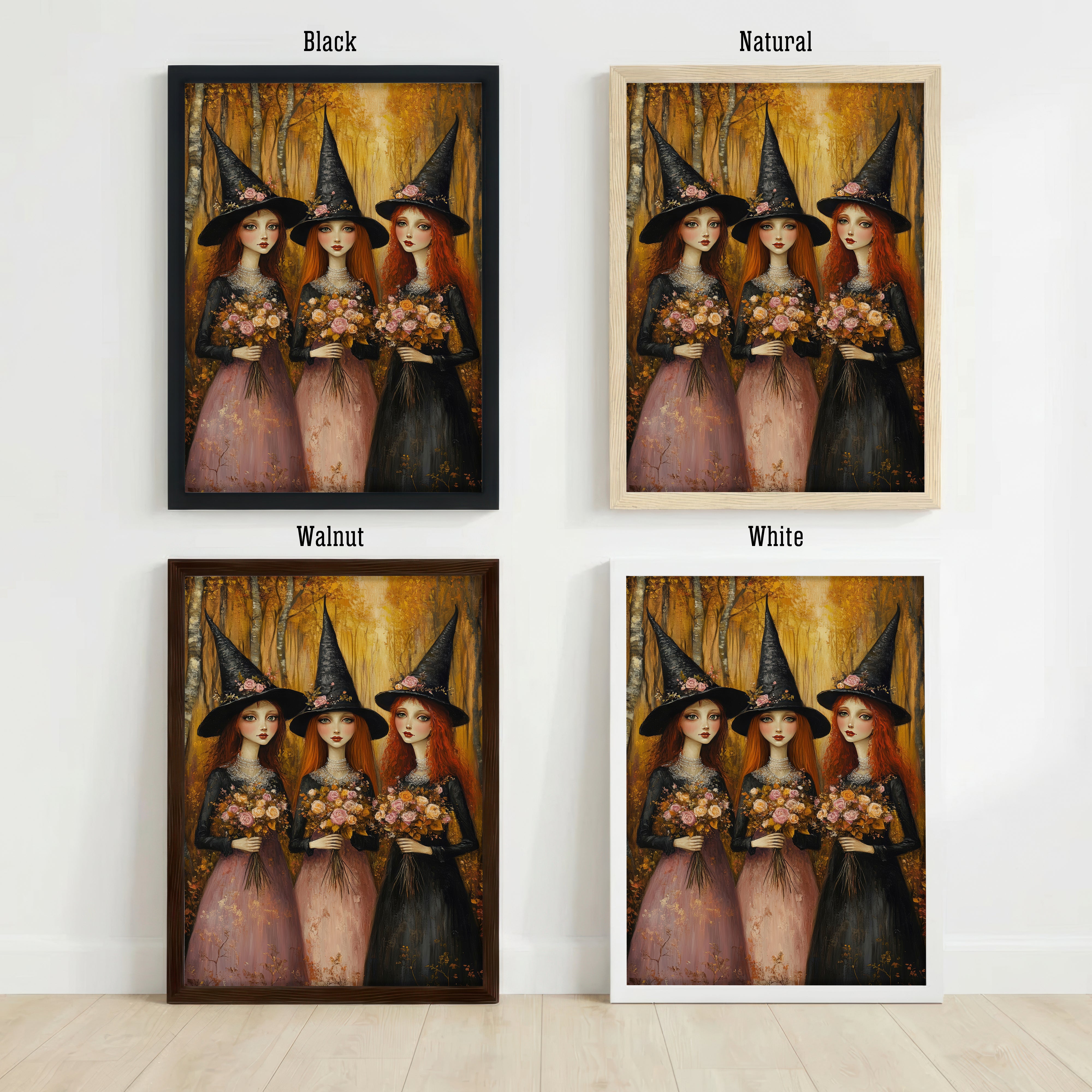 Three Witches Floral Art Print