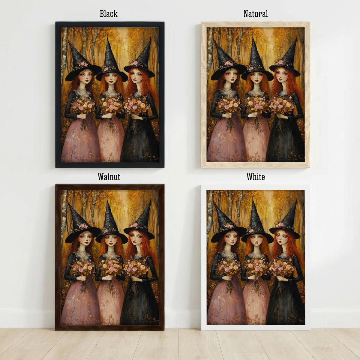 Three Witches Floral Art Print