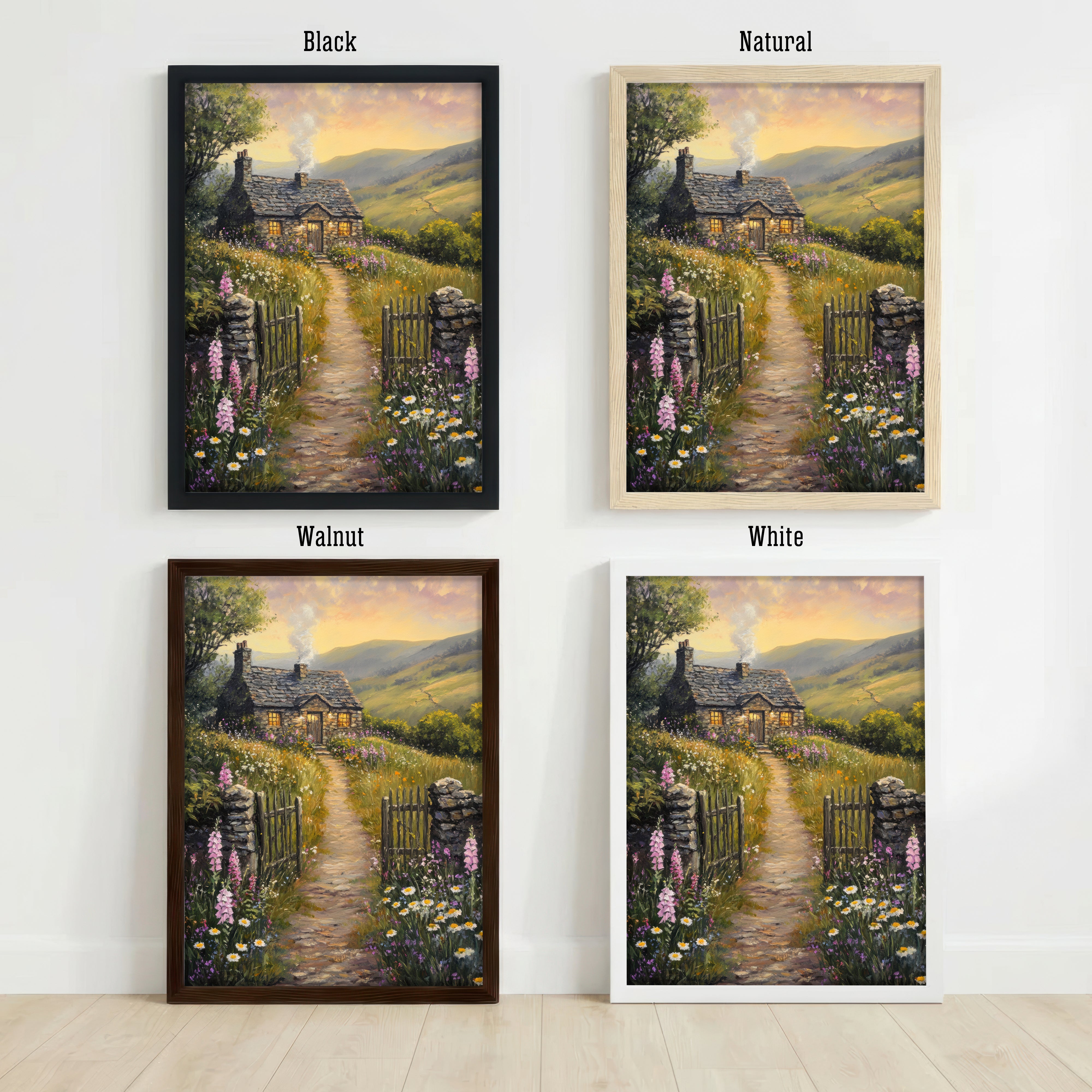 Mountain Cottage Wildflower Art Print