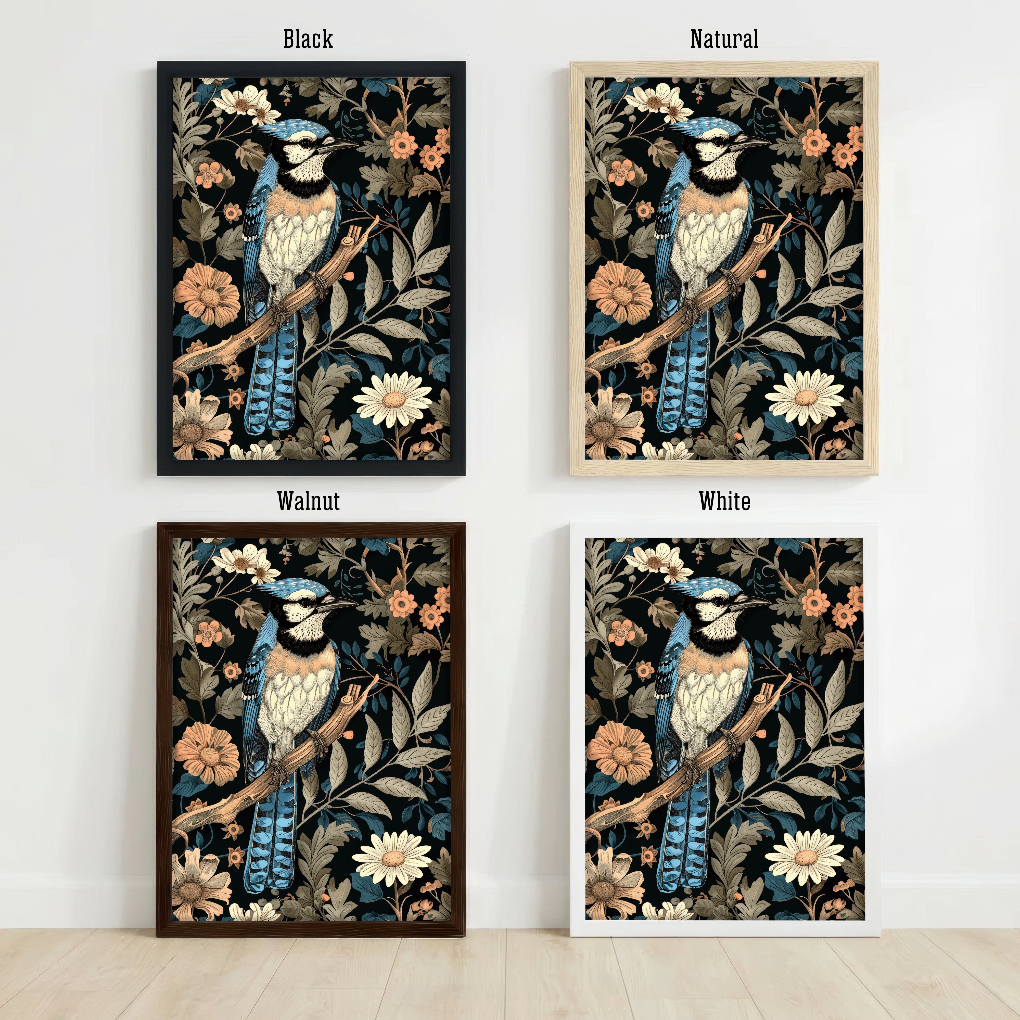 Blue Kingfisher Botanical Art Print