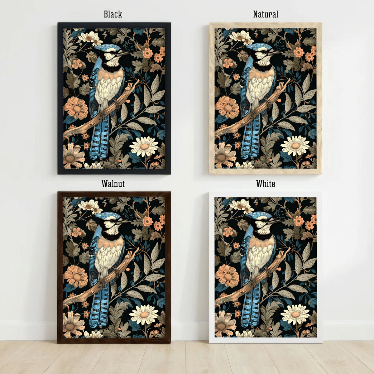Blue Kingfisher Botanical Art Print