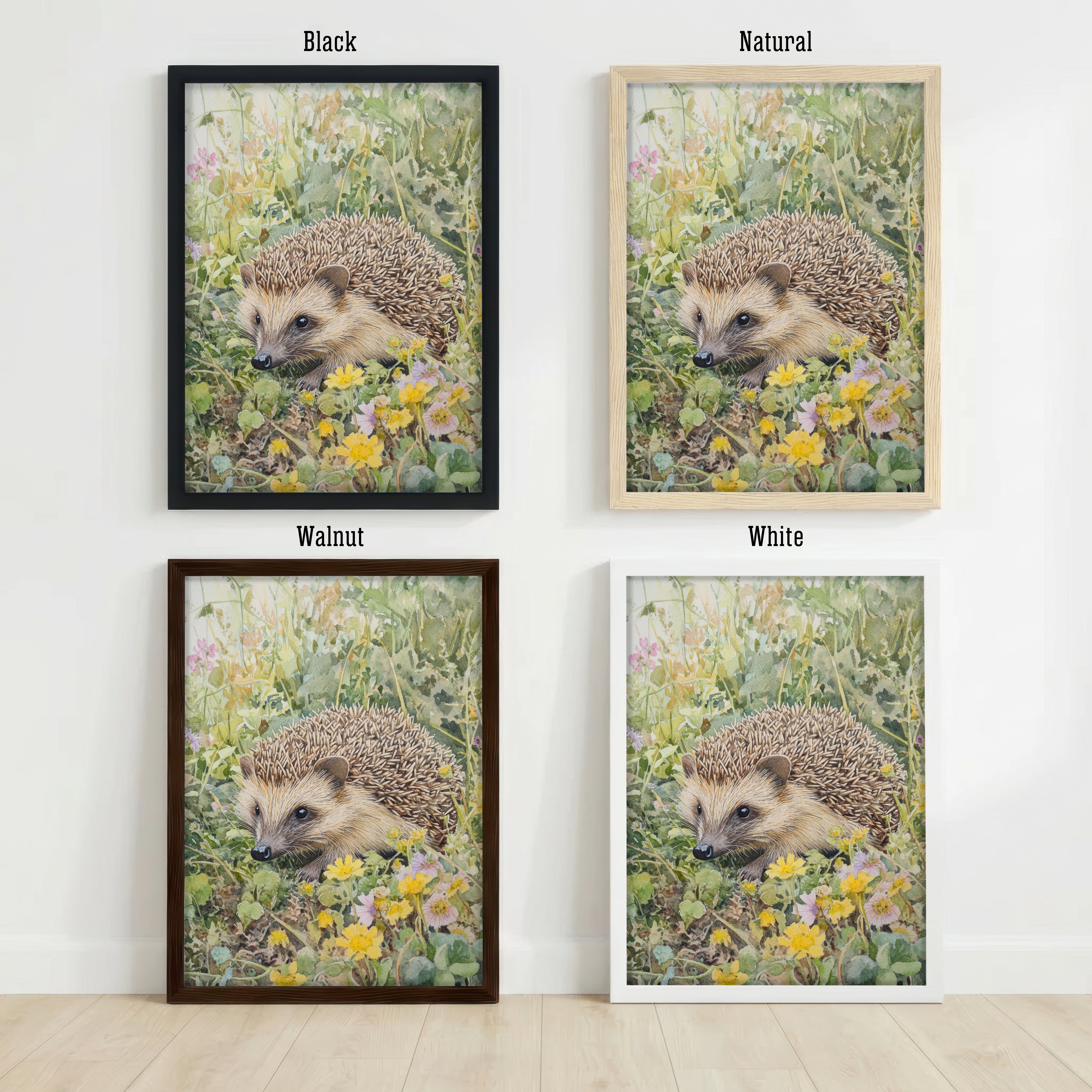 Hedgehog Wildflower Watercolour Art Print