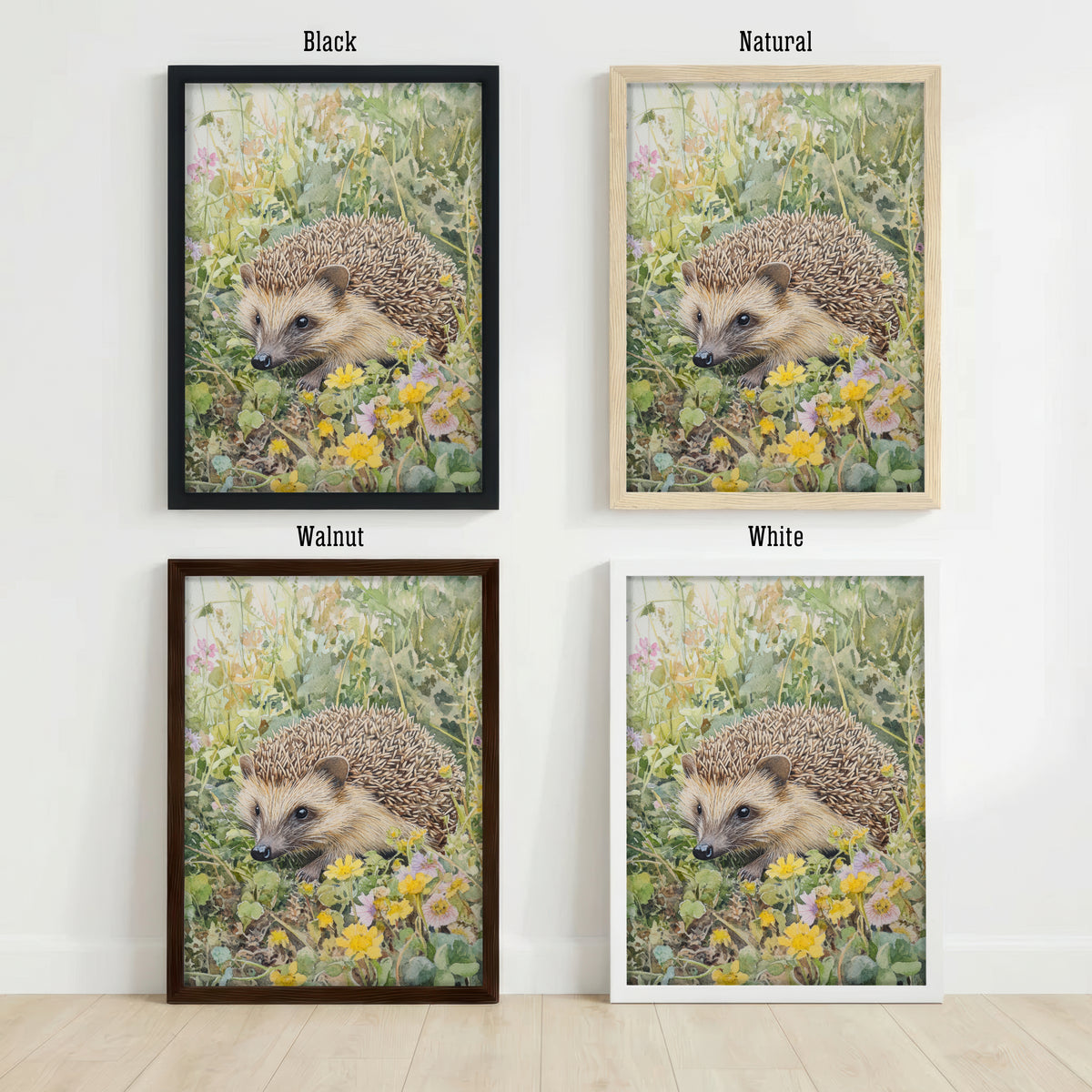 Hedgehog Wildflower Watercolour Art Print