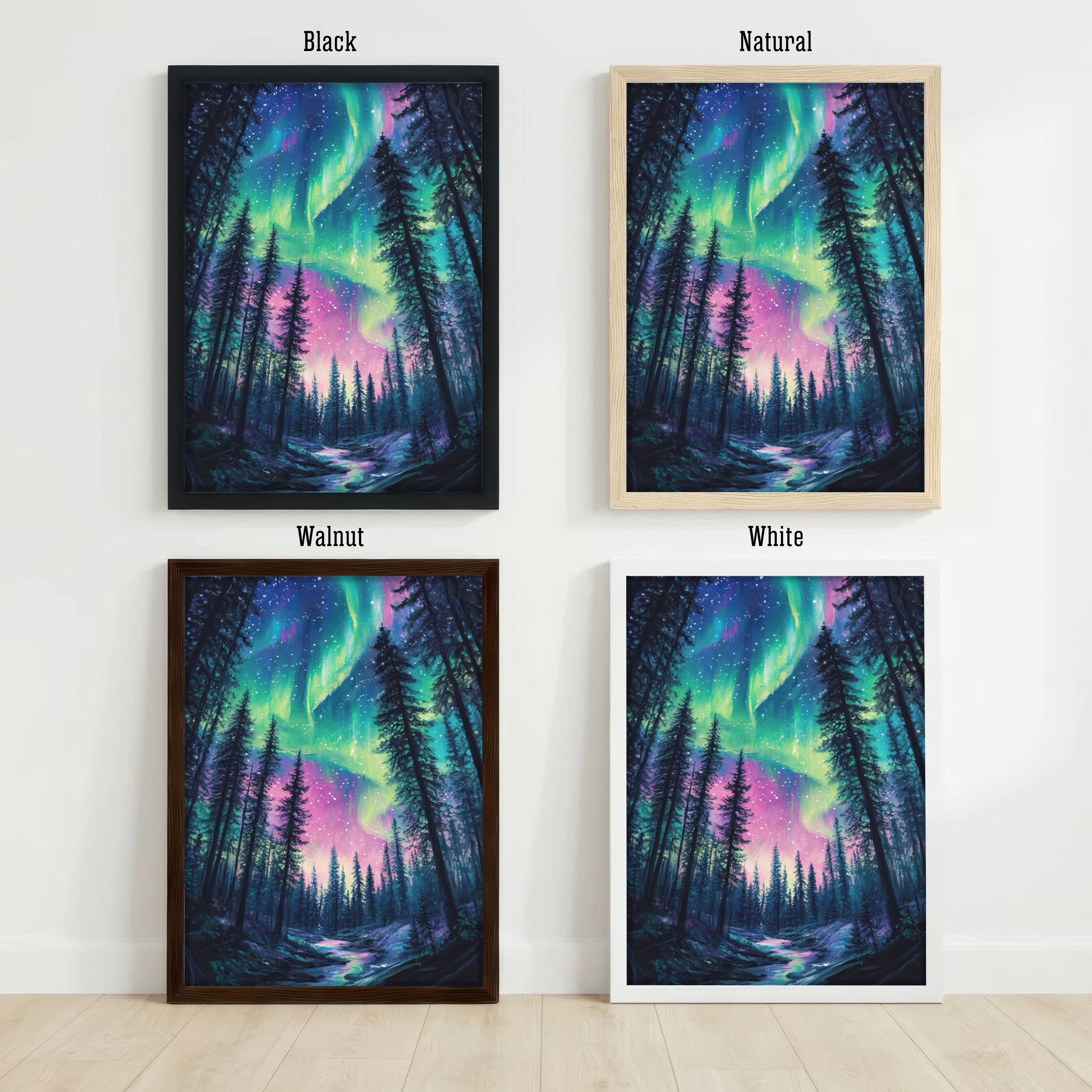 Aurora Borealis Forest Art Print