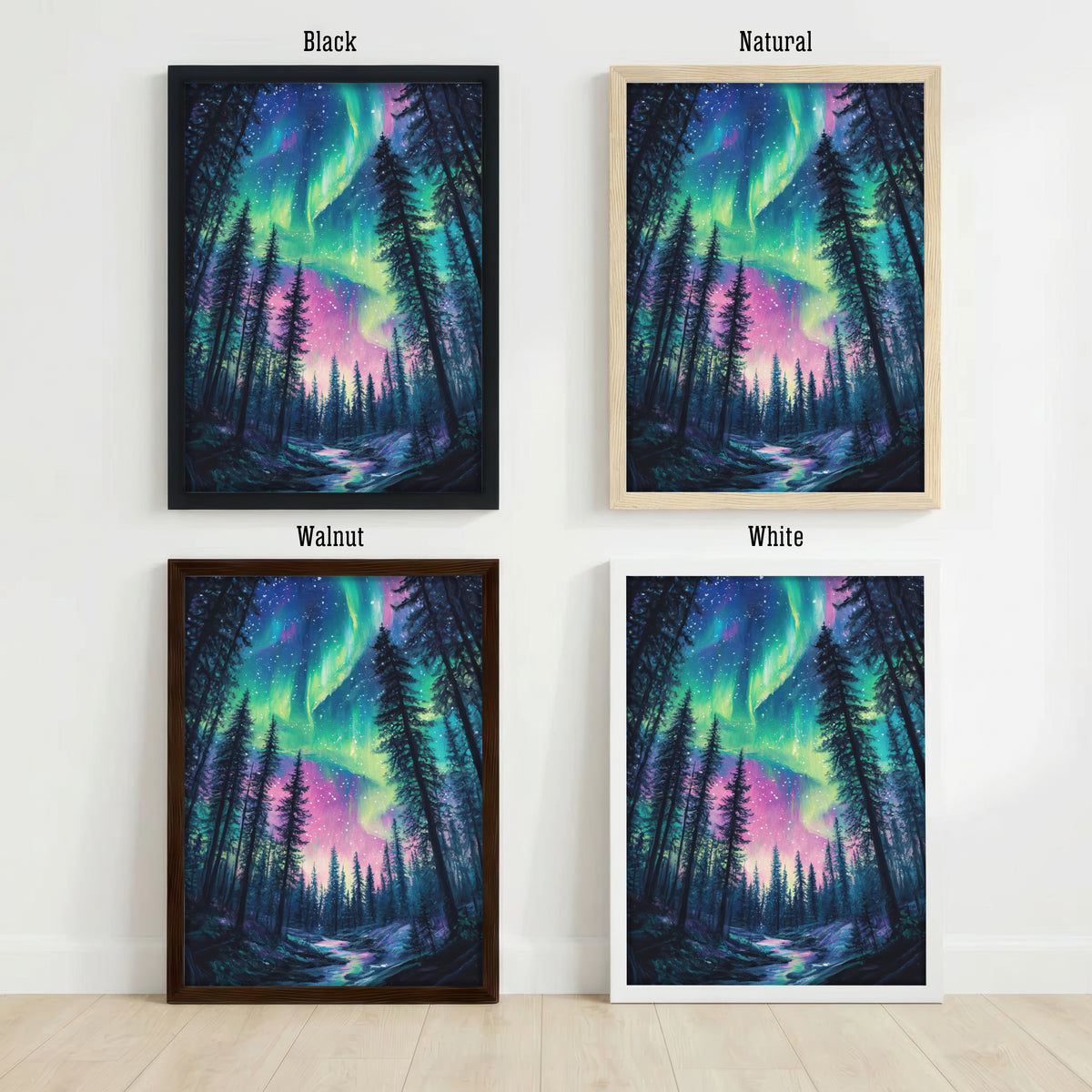 Aurora Borealis Forest Art Print