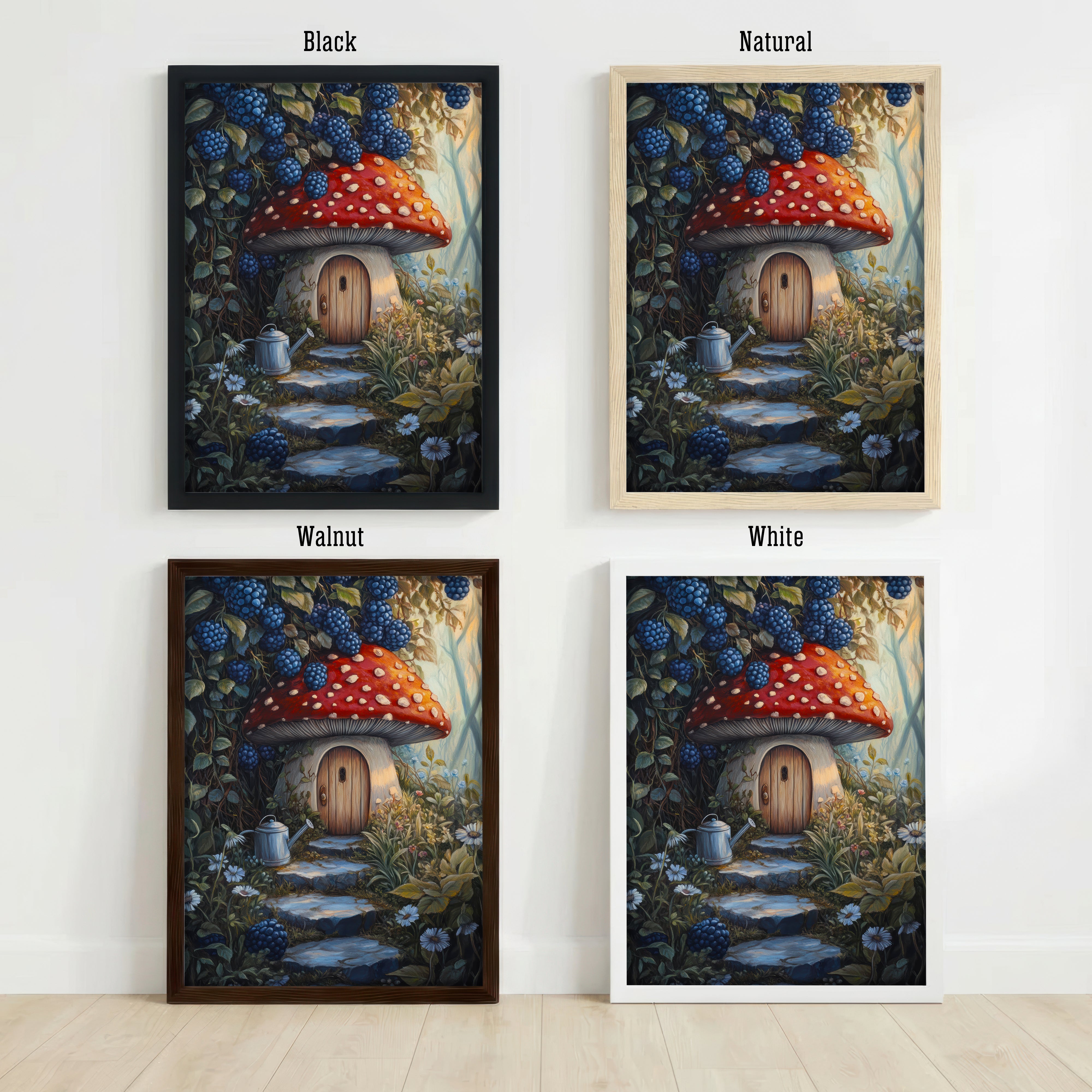 Enchanted Mushroom Cottage Art Print