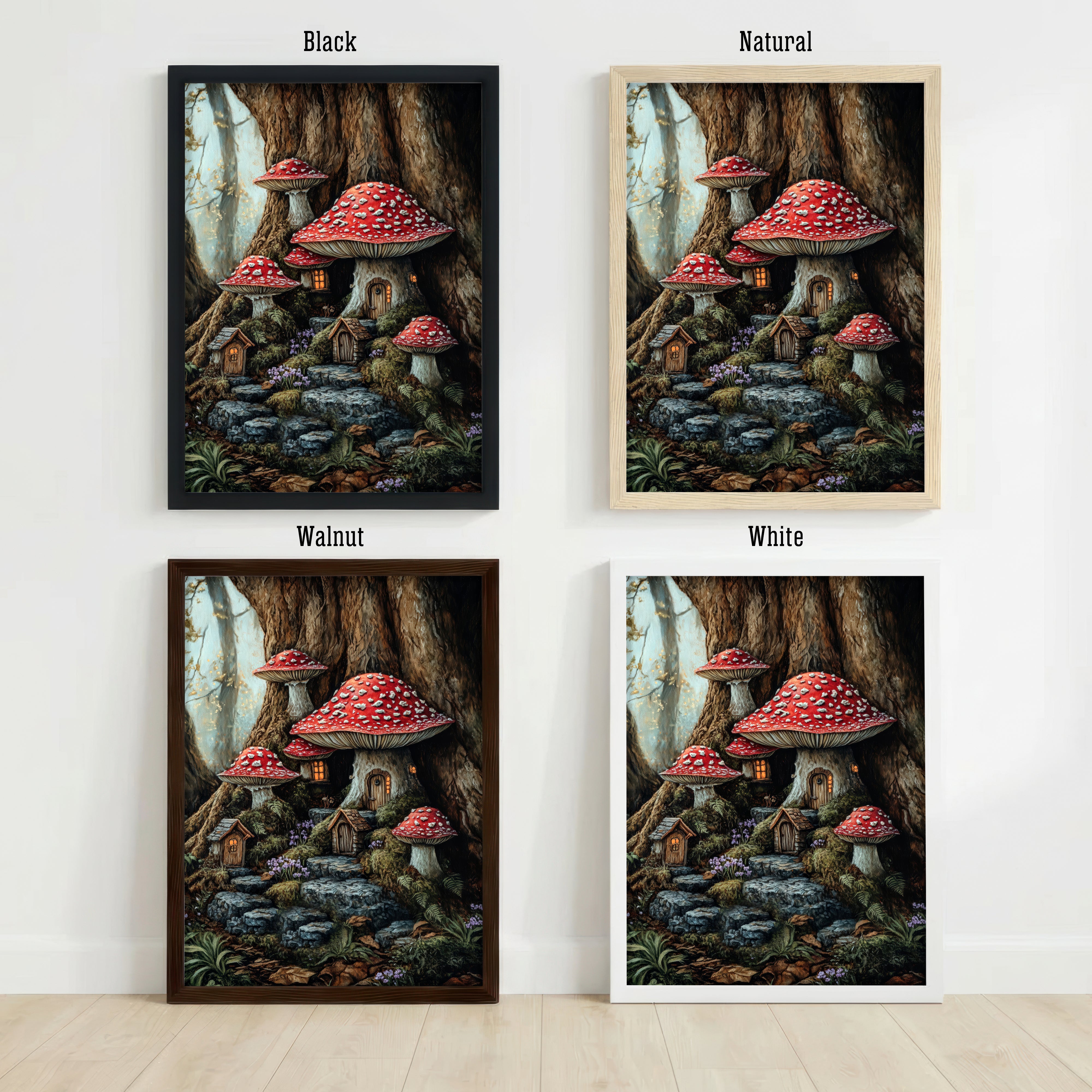 Enchanted Mushroom Village Art Print