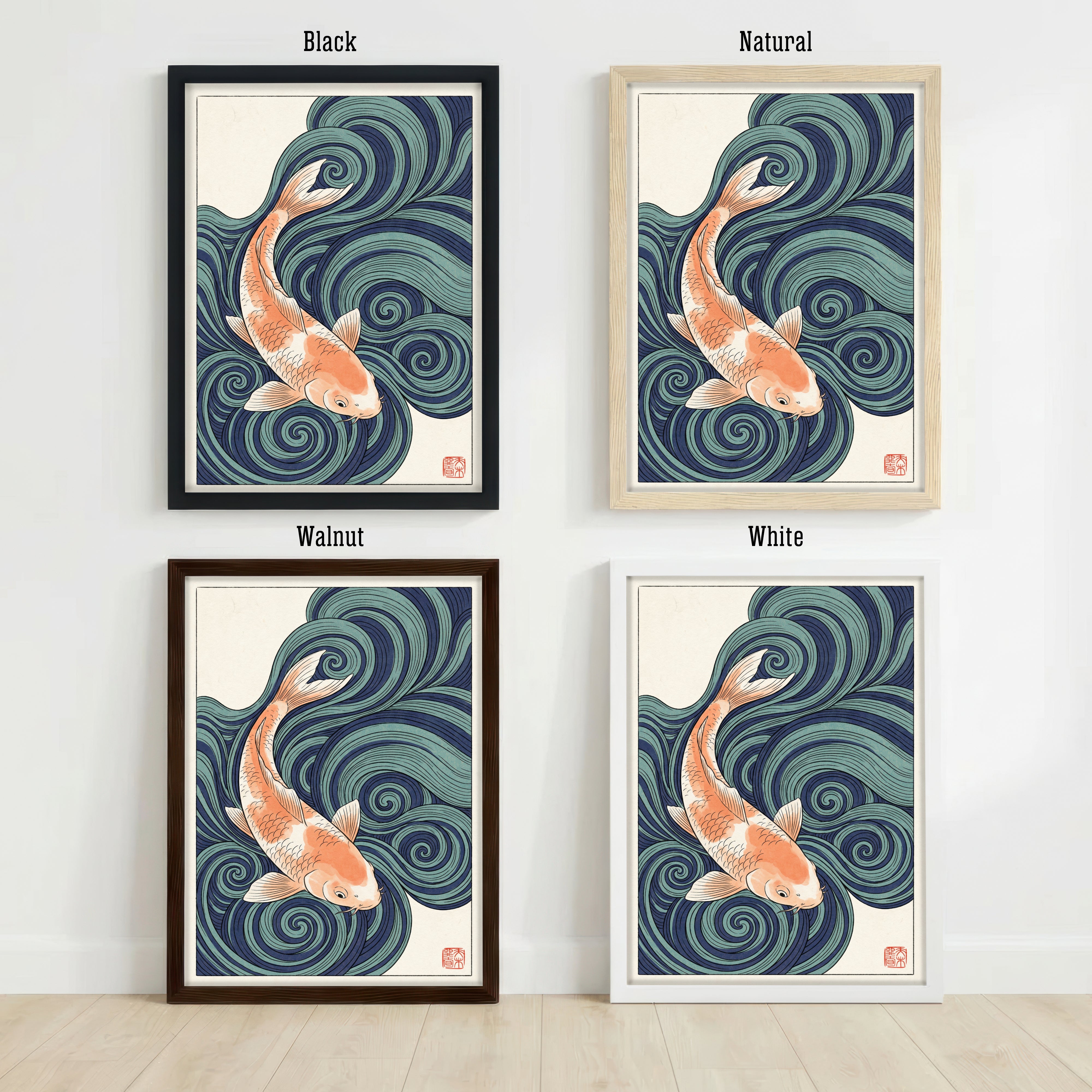 Japanese Koi Wave Art Print