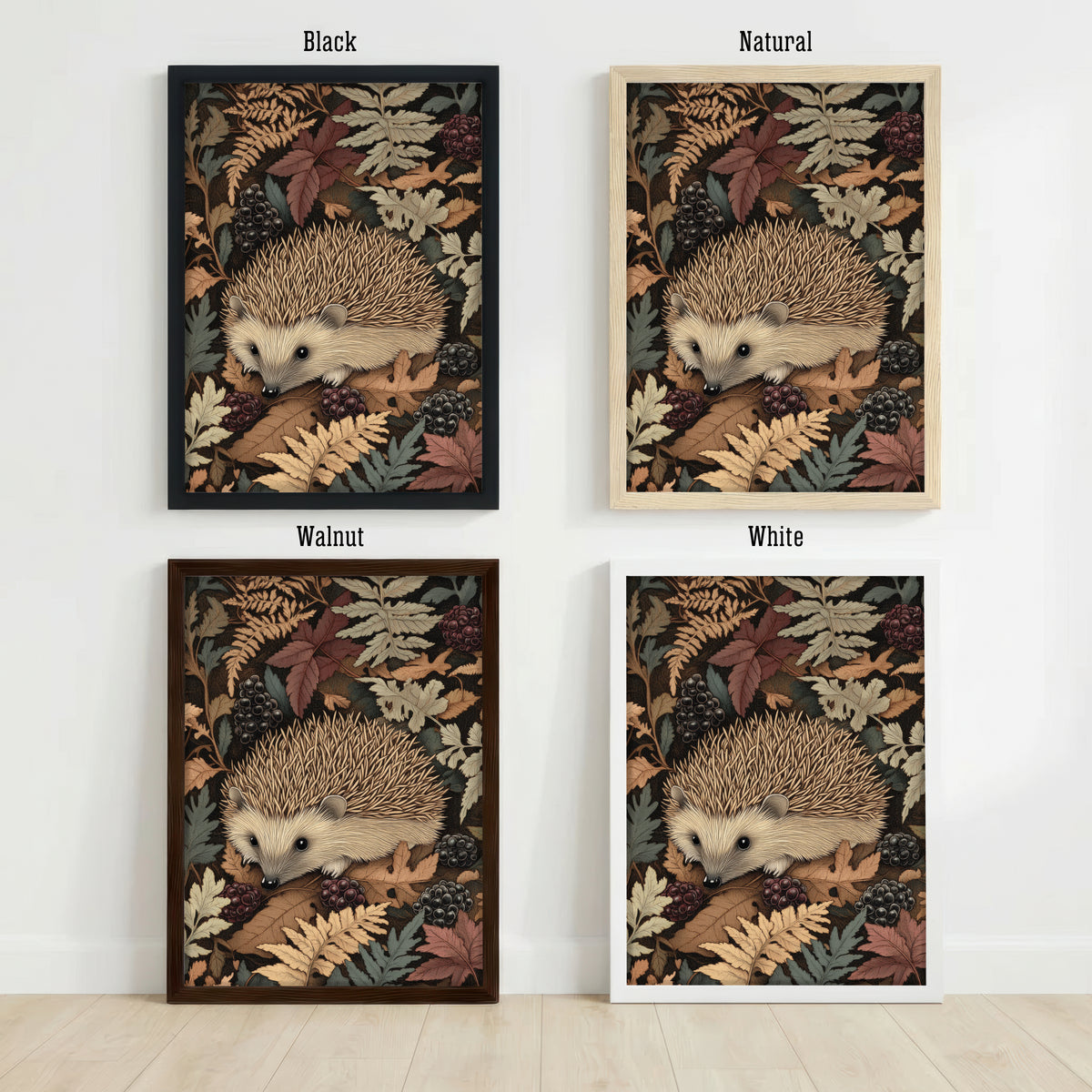 Hedgehog Woodland Foliage Art Print